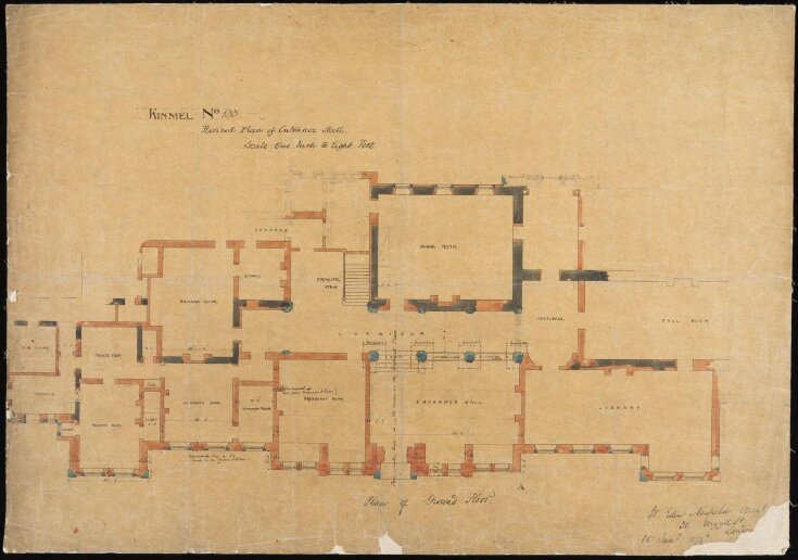 Kinmel Hall, drawing no. 133, revised plan for entrance hall top image