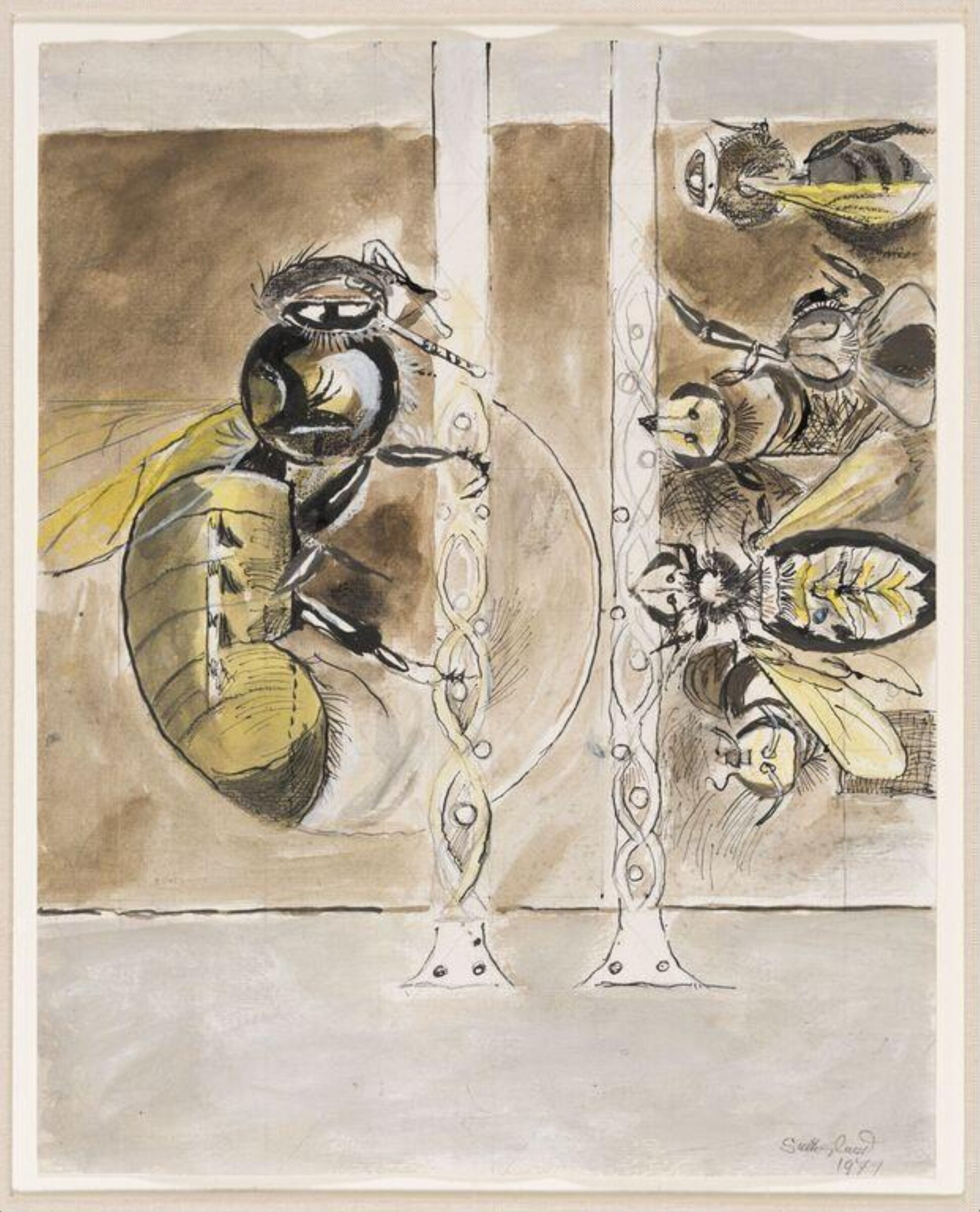 Bees: Separation of the Queen from the workers, Graham Vivian Sutherland, 1970s
