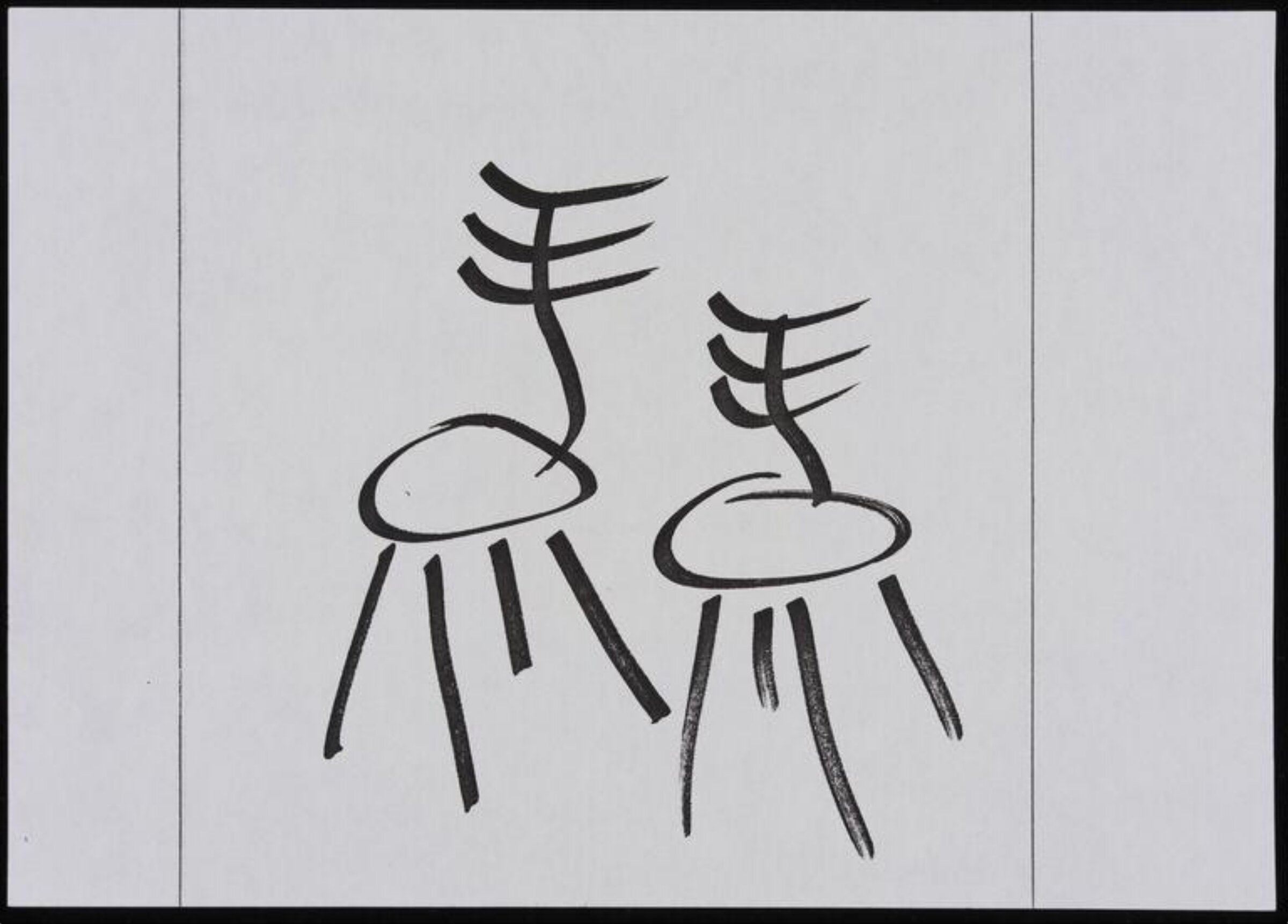 Calligraphic stylised sketches (2) 0f the Rib chair, Peter Christian