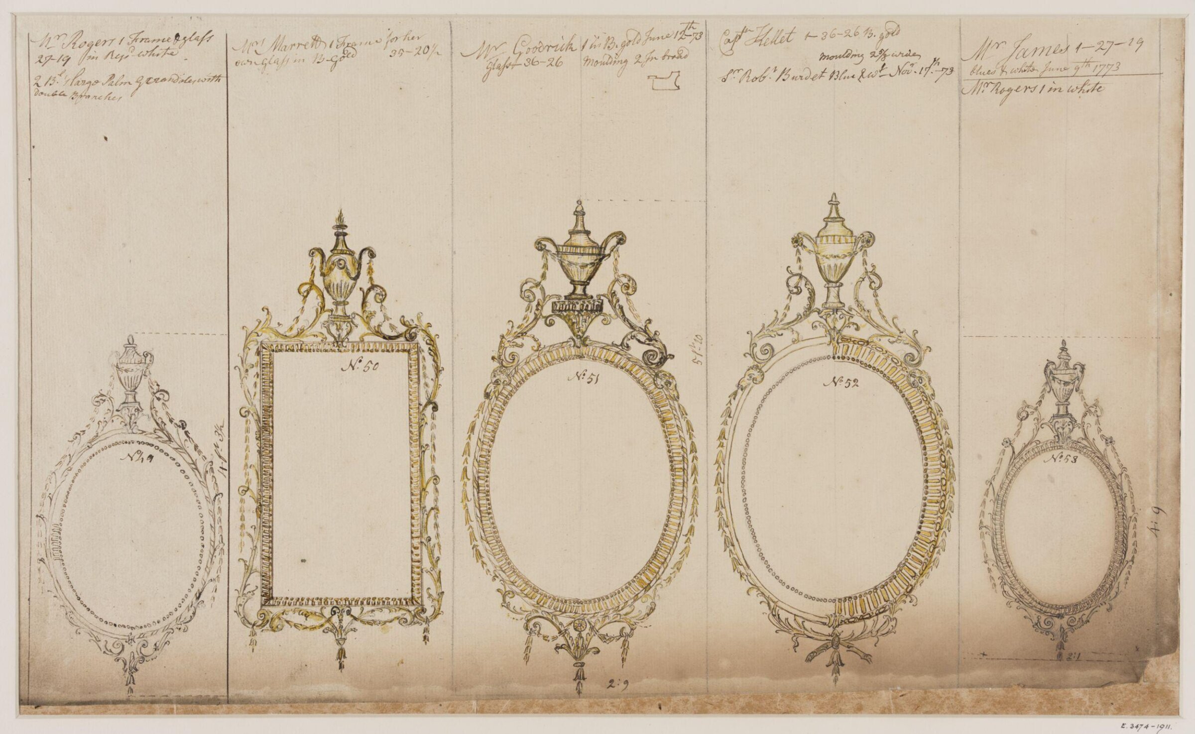 Drawing, workshop of John Linnell, June 1773