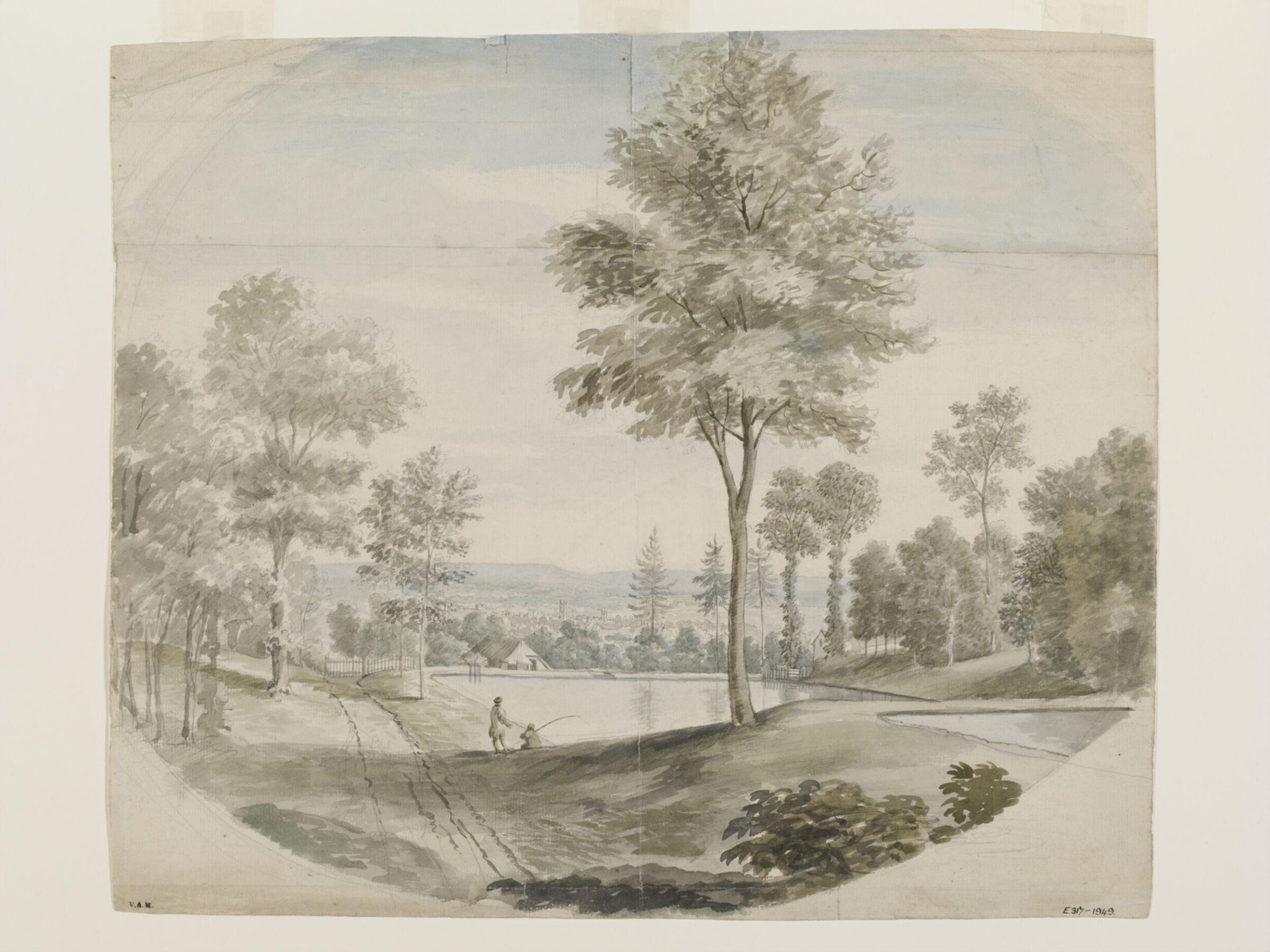 View over a valley and town (possibly Bath?), Coplestone Warre Bampfylde, c.1770 to c.1780
