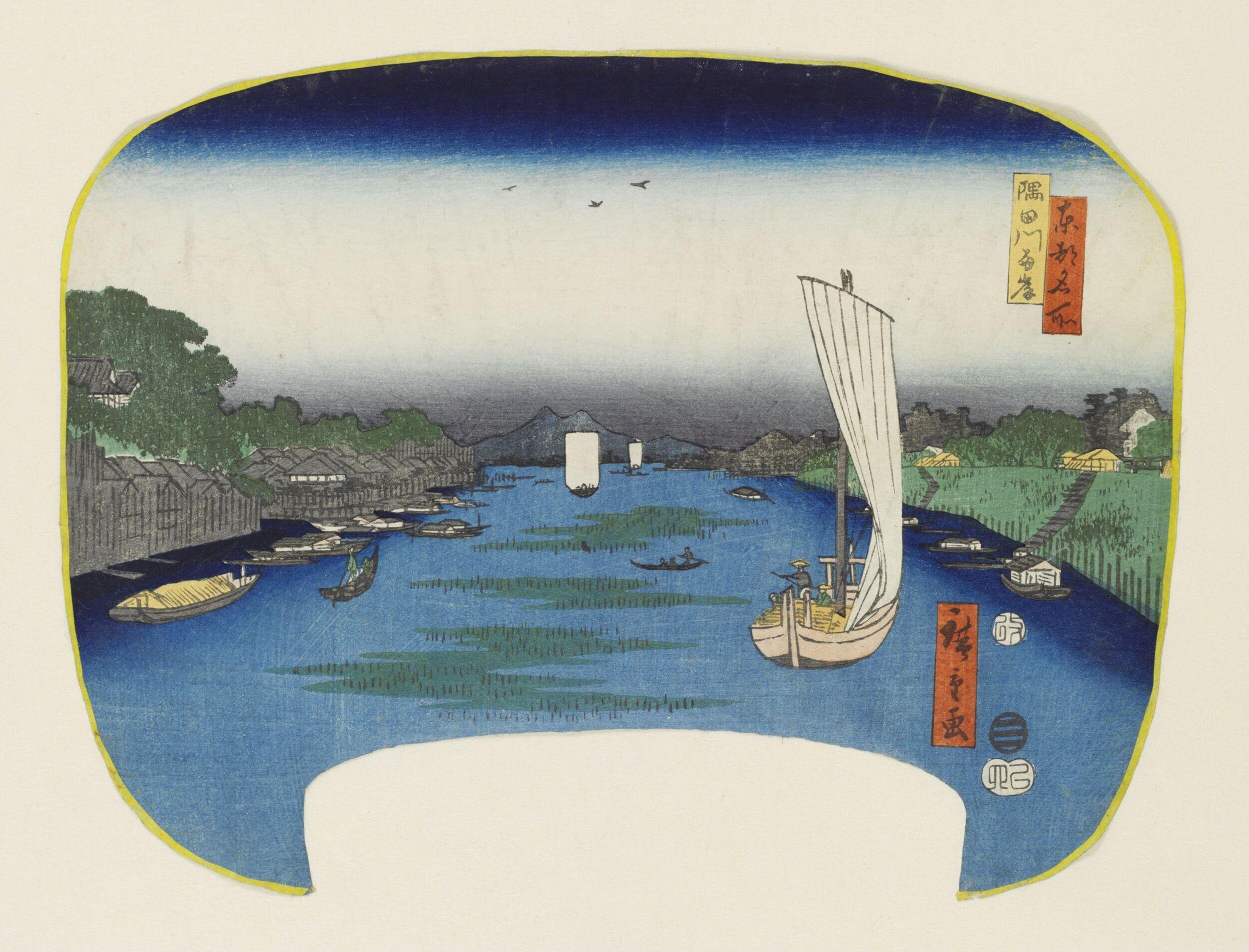 The Banks of the Sumida River by Utagawa Hiroshige — Japanese Print, 1857