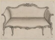A design for a rococo sofa which appeared as the lower part of plate no.30 in The Gentleman and Cabinet-Maker's Director (1762 ed.), Thomas Chippendale thumbnail 1
