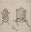 Designs for two rococo fire screens which appeared as part of plate no.158 in The Gentleman and Cabinet Maker's Director (1762 ed.), Thomas Chippendale thumbnail 2