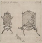 Designs for two rococo fire screens which appeared as part of plate no.158 in The Gentleman and Cabinet Maker's Director (1762 ed.), Thomas Chippendale thumbnail 2