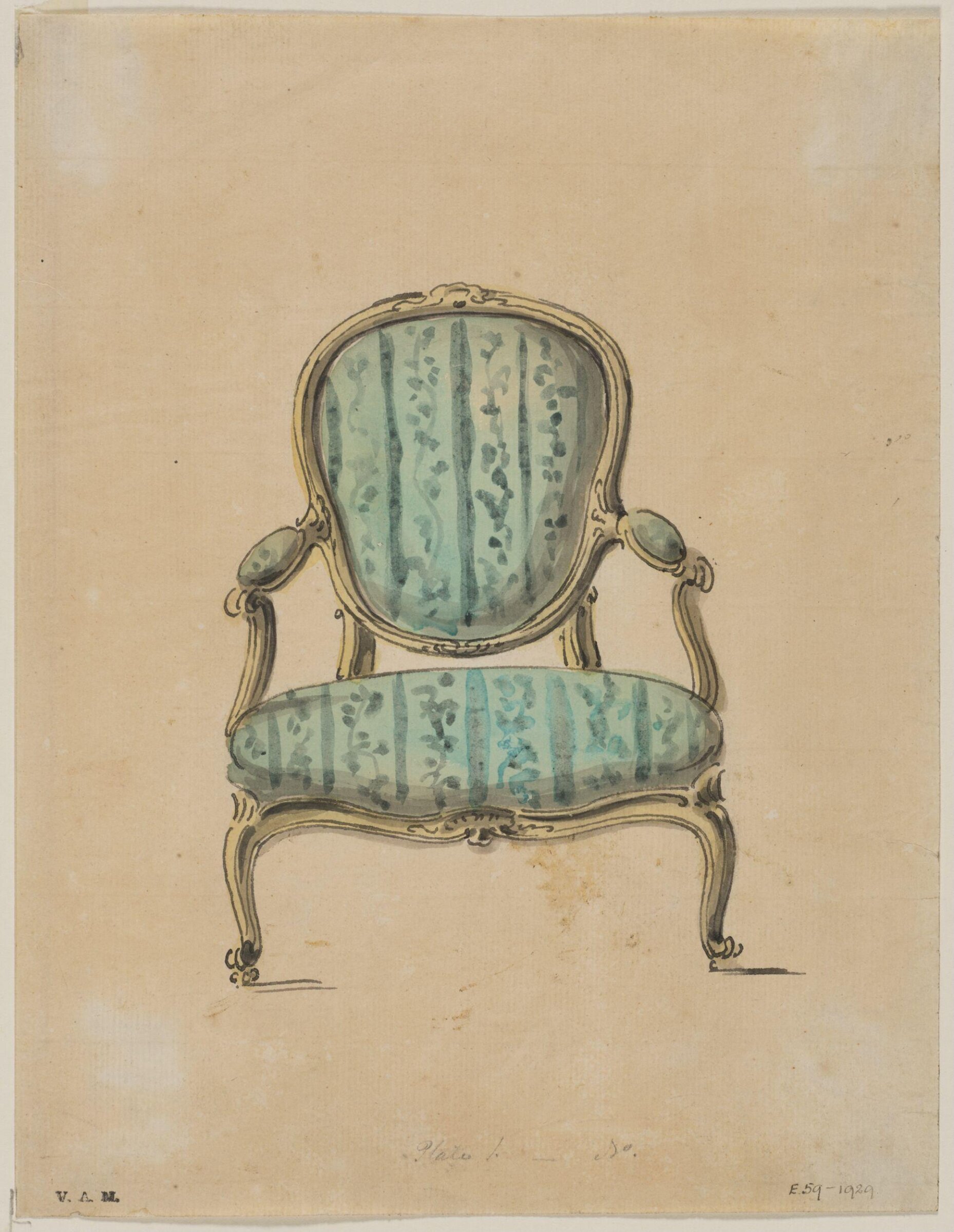 Design For An Armchair From A Miscellaneous Collection of Original Designs, made, and for the most part executed, during an extensive Practice of many years in the first line of his Profession, by John Linnell, Upholsterer Carver & Cabinet Maker. Selected from his Portfolios at his Decease, by C. H. Tatham Architect. AD 1800., John Linnell, ca.1765-1770