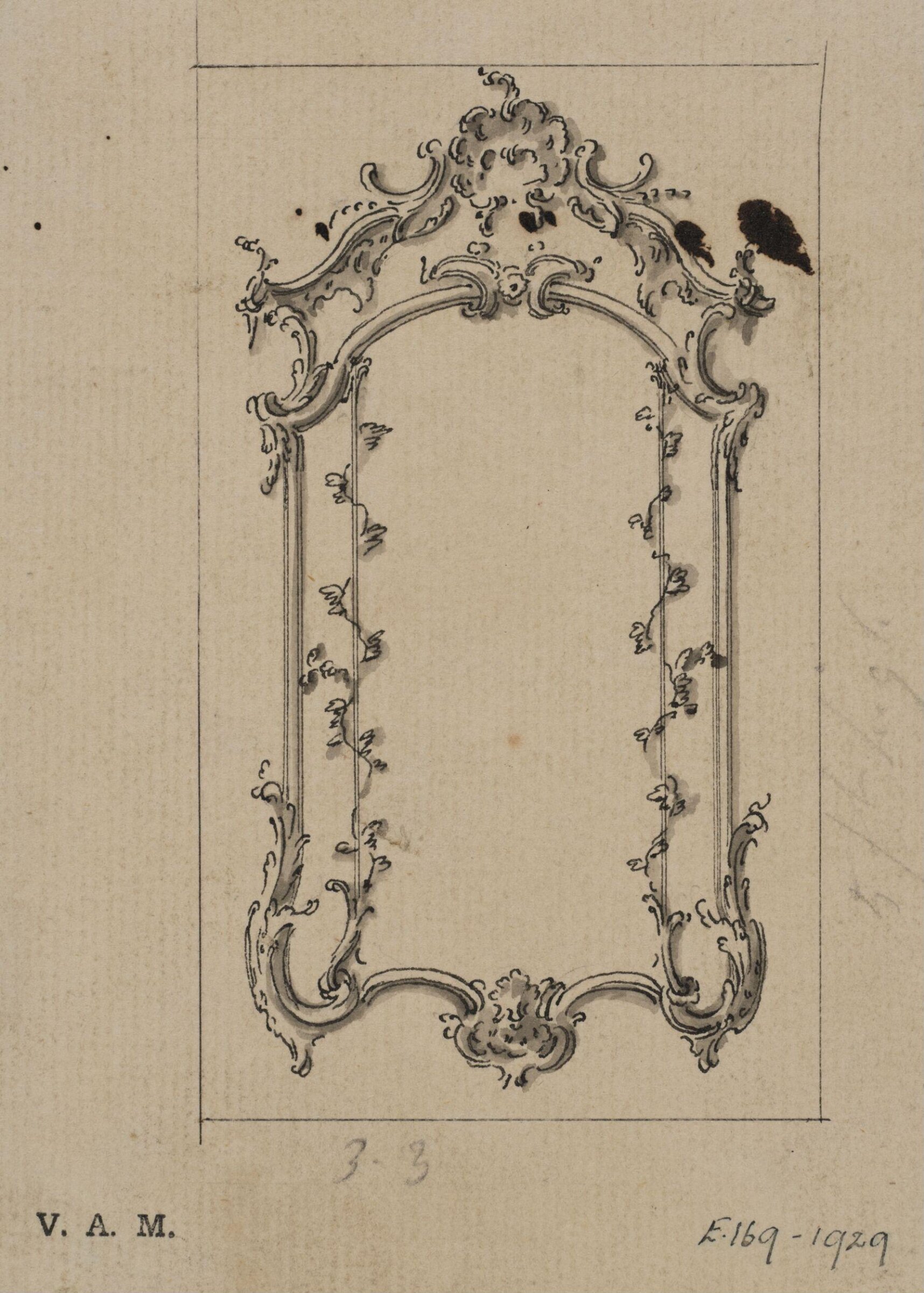 Design for a pier-glass from; A Miscellaneous Collection of Original Designs, made, and for the most part executed, during an extensive Practice of many years in the first line of his Profession, by John Linnell, Upholsterer Carver & Cabinet Maker. Selected from his Portfolios at his Decease, by C. H. Tatham Architect. AD 1800., John Linnell, late 18th century