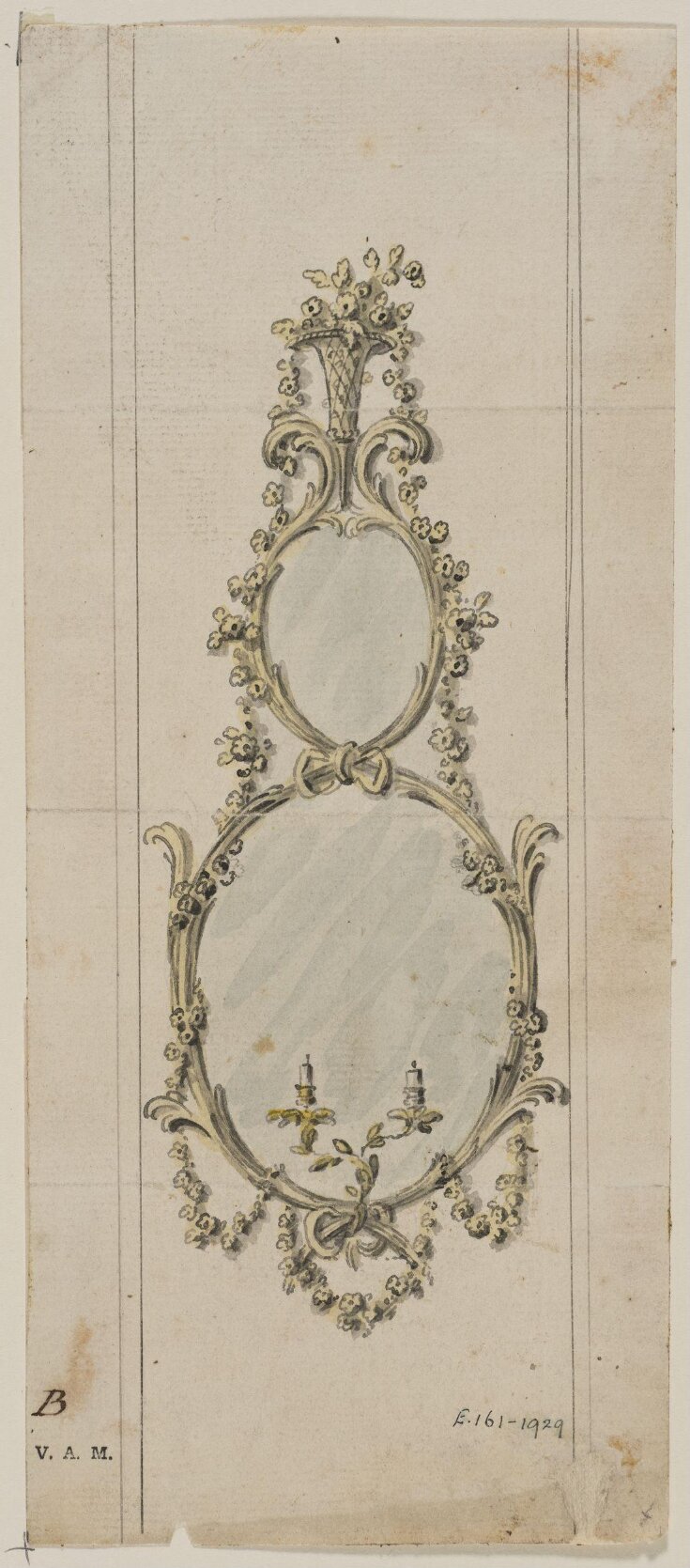 Design for a sconce from; A Miscellaneous Collection of Original Designs, made, and for the most part executed, during an extensive Practice of many years in the first line of his Profession, by John Linnell, Upholsterer Carver & Cabinet Maker. Selected from his Portfolios at his Decease, by C. H. Tatham Architect. AD 1800. top image