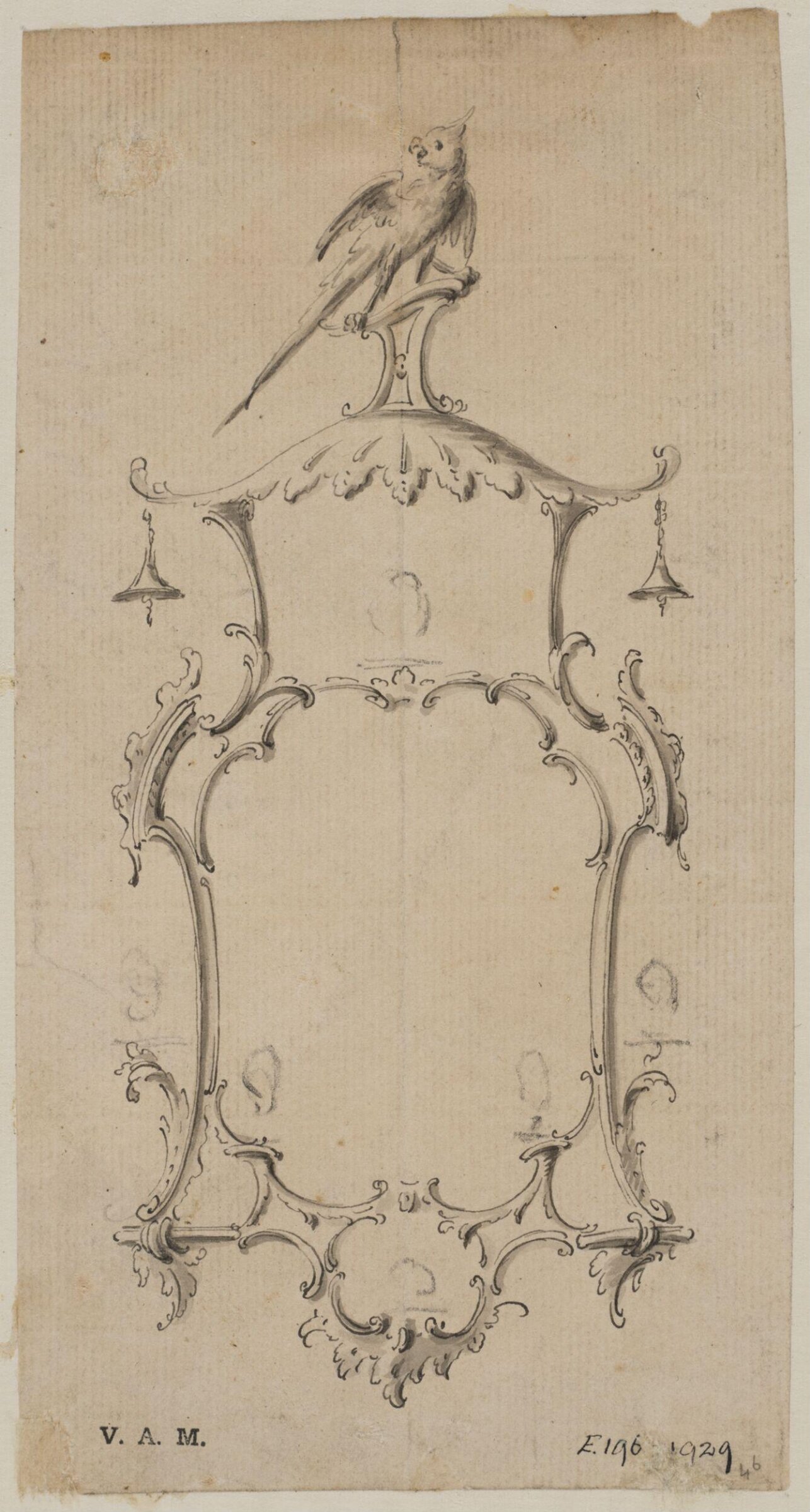 Design for a pier-glass from; A Miscellaneous Collection of Original Designs, made, and for the most part executed, during an extensive Practice of many years in the first line of his Profession, by John Linnell, Upholsterer Carver & Cabinet Maker. Selected from his Portfolio's at his Decease, by C. H. Tatham Architect. AD 1800., John Linnell, ca.1755-1760