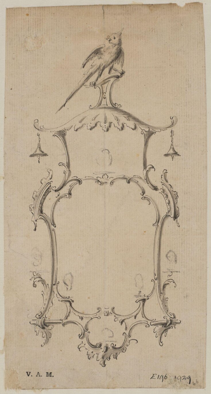 Design for a pier-glass from; A Miscellaneous Collection of Original Designs, made, and for the most part executed, during an extensive Practice of many years in the first line of his Profession, by John Linnell, Upholsterer Carver & Cabinet Maker. Selected from his Portfolio's at his Decease, by C. H. Tatham Architect. AD 1800. top image