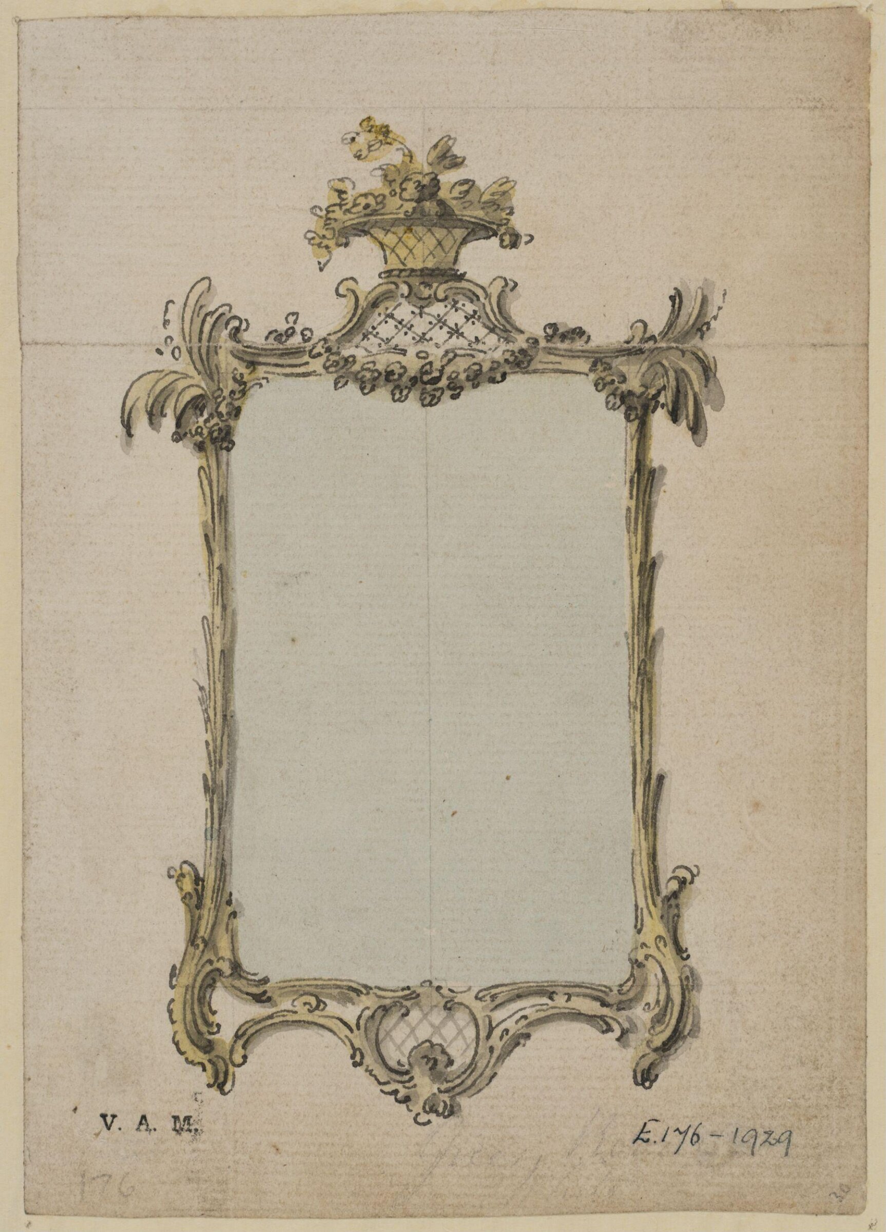 Design for a pier-glass from; A Miscellaneous Collection of Original Designs, made, and for the most part executed, during an extensive Practice of many years in the first line of his Profession, by John Linnell, Upholsterer Carver & Cabinet Maker. Selected from his Portfolios at his Decease, by C. H. Tatham Architect. AD 1800., John Linnell, late 18th century