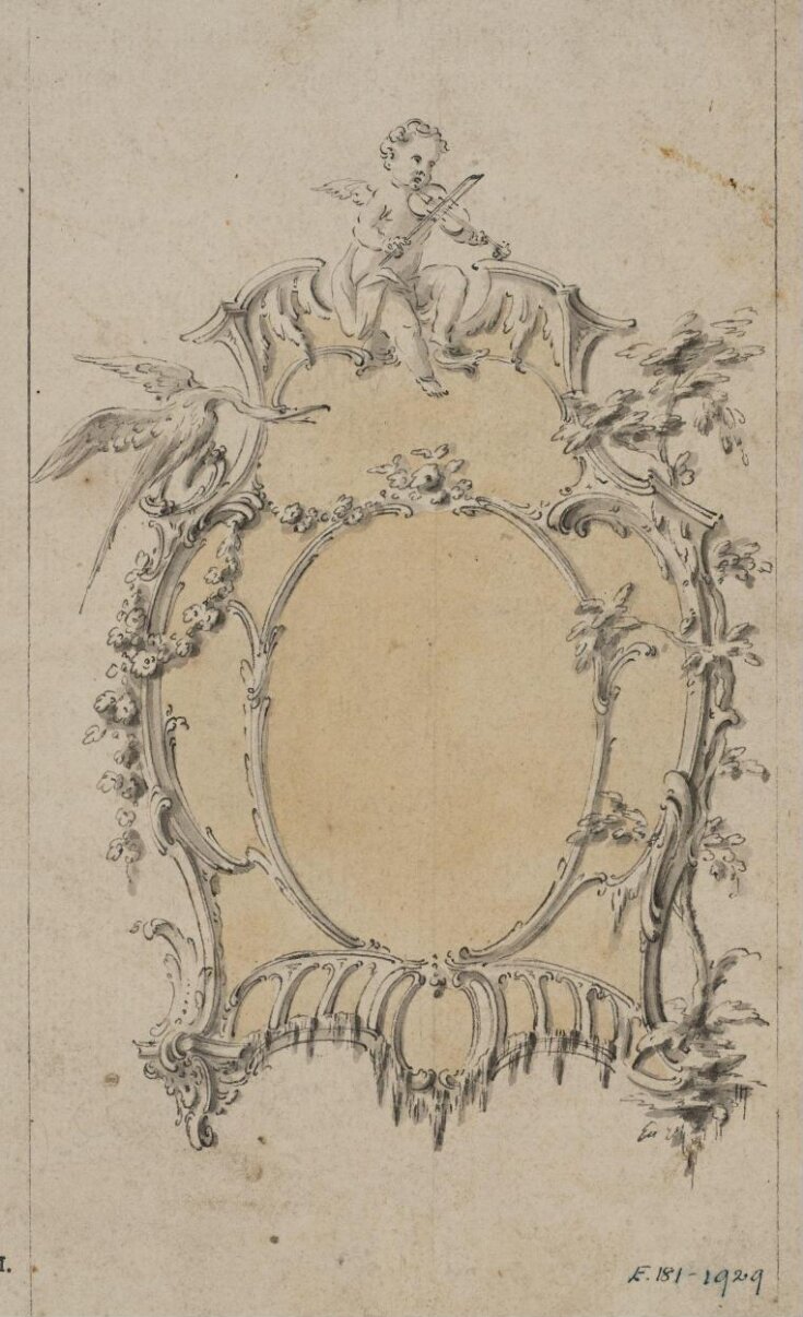 Design for a pier-glass from; A Miscellaneous Collection of Original Designs, made, and for the most part executed, during an extensive Practice of many years in the first line of his Profession, by John Linnell, Upholsterer Carver & Cabinet Maker. Selected from his Portfolio's at his Decease, by C. H. Tatham Architect. AD 1800. top image