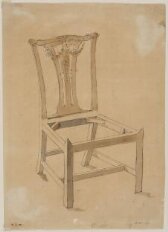 Design for a splat-back chair from; A Miscellaneous Collection of Original Designs, made, and for the most part executed, during an extensive Practice of many years in the first line of his Profession, by John Linnell, Upholserer Carver & Cabinet Maker. Selected from his Portfolios at his Decease, by C. H. Tatham Architect. AD 1800. thumbnail 2