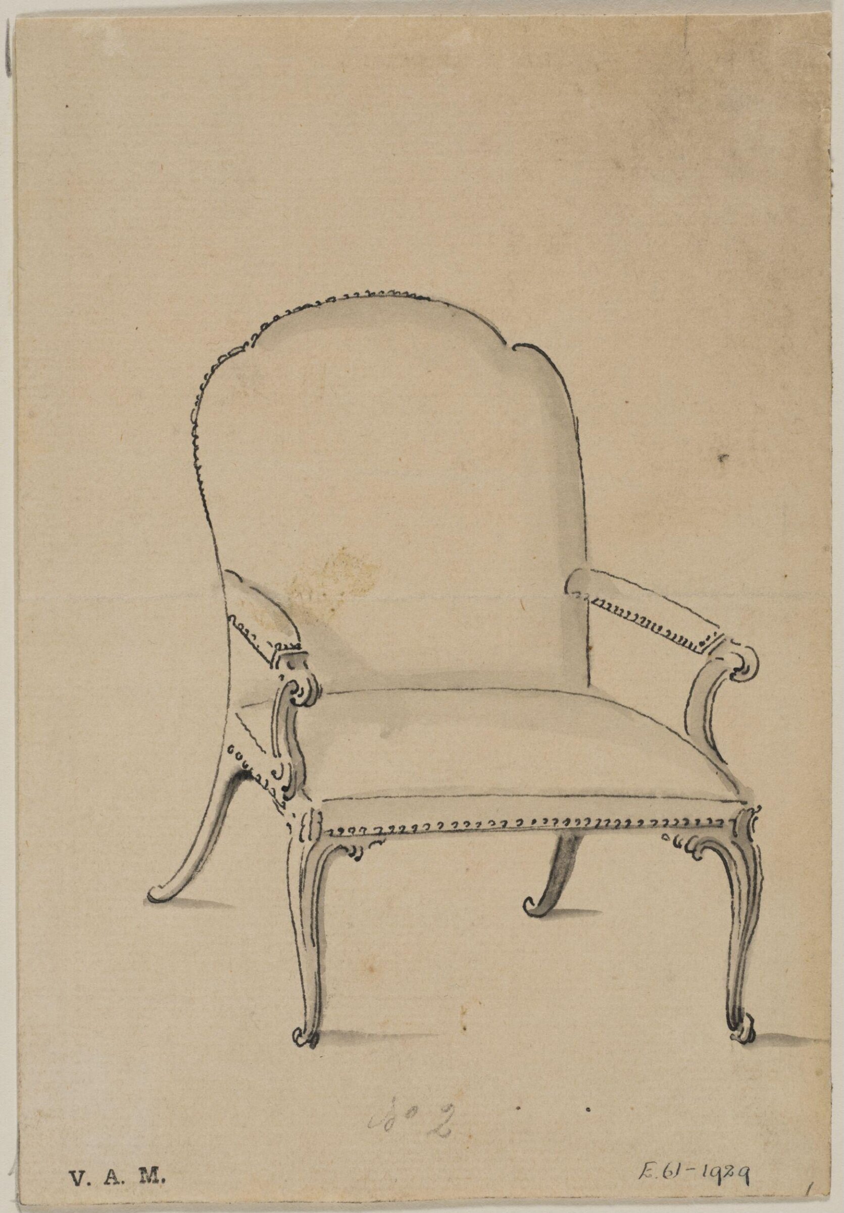 A Design for an Armchair from; A Miscellaneous Collection of Original Designs, made, and for the most part executed, during an extensive Practice of many years in the first line of his Profession, by John Linnell, Upholsterer Carver & Cabinet Maker. Selected from his Portfolios at his Decease, by C. H. Tatham Architect. AD 1800., John Linnell, late 18th century