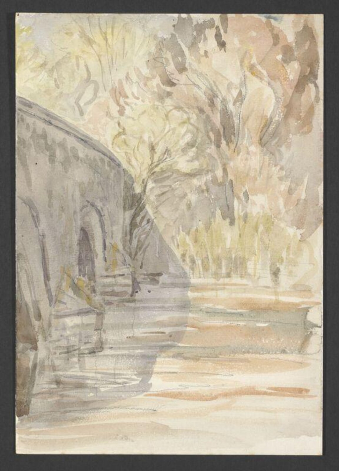 A bridge seen from a riverbank, Beatrix Potter, ca. 1894