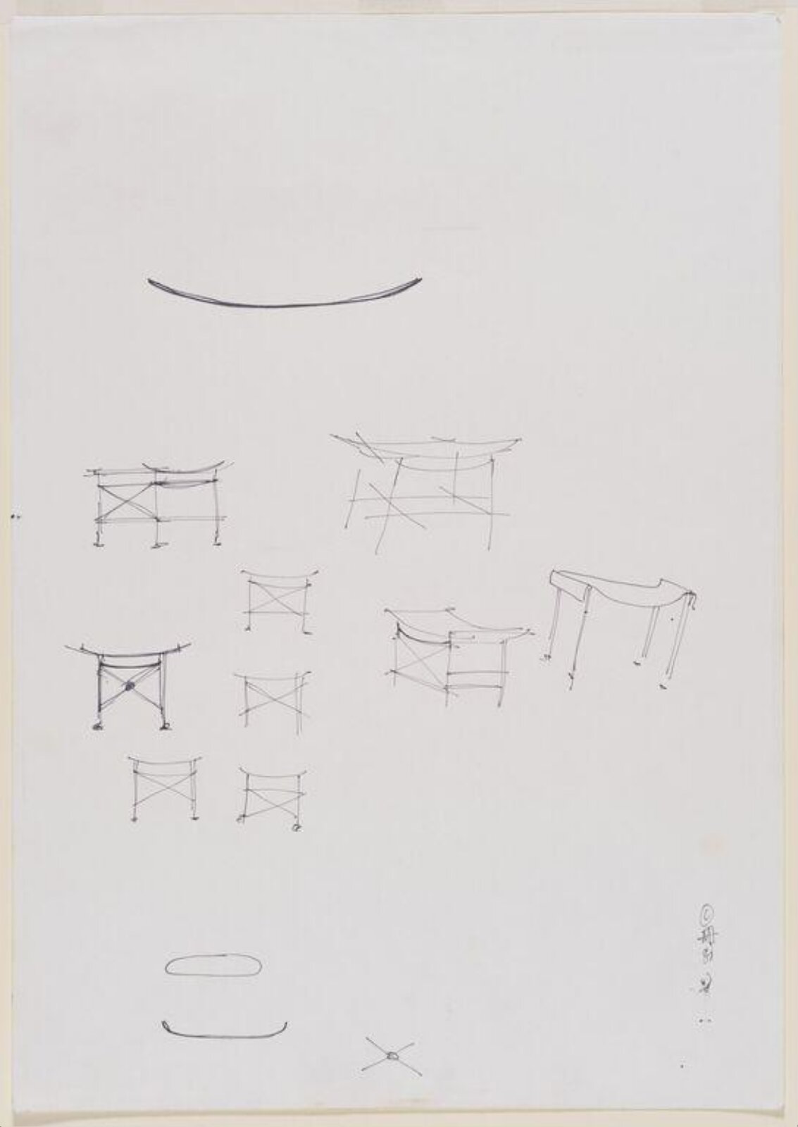 Preparatory sketches for Studio Collection stool, Nick Allen, 1988