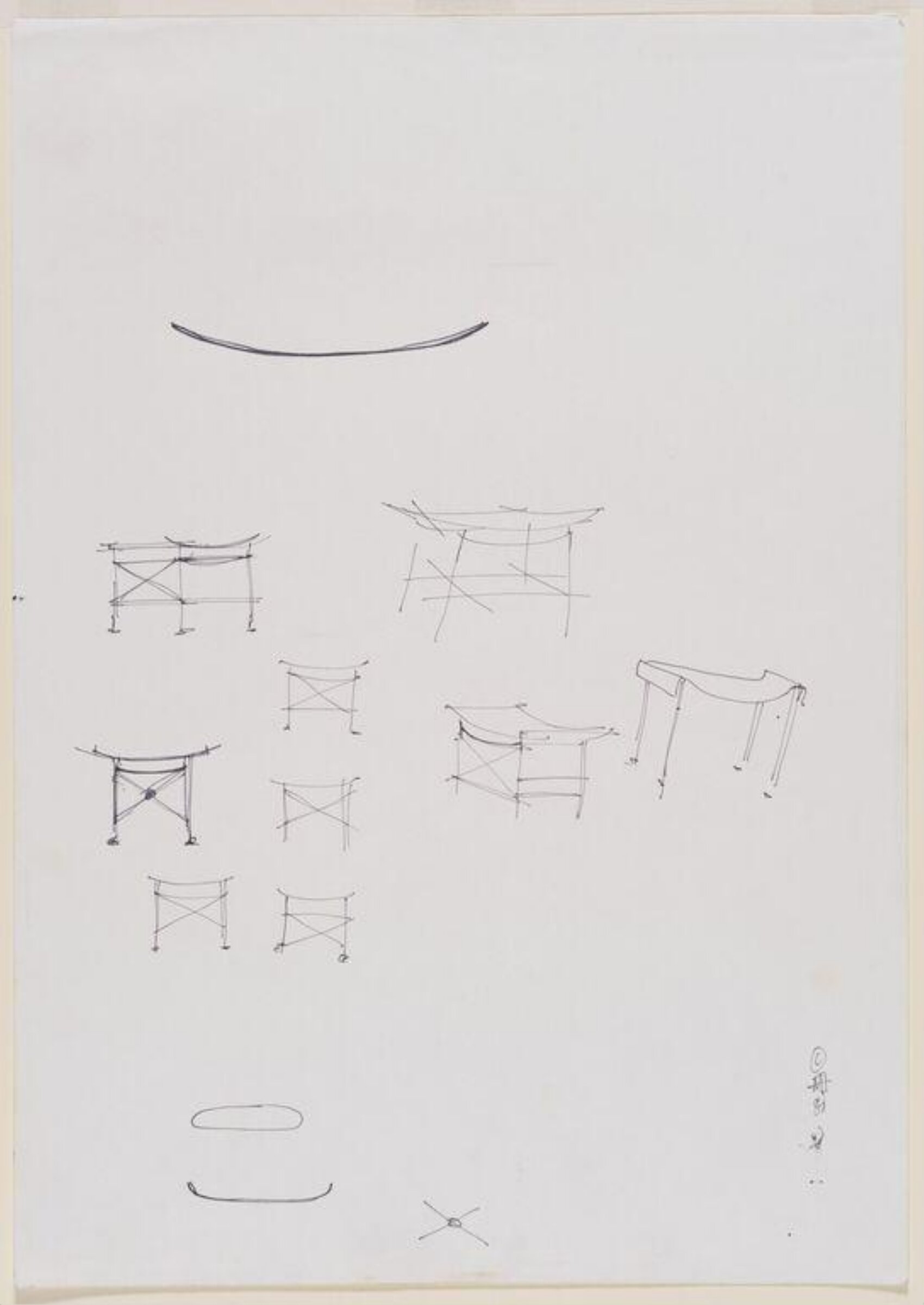 Preparatory sketches for Studio Collection stool, Nick Allen, 1988