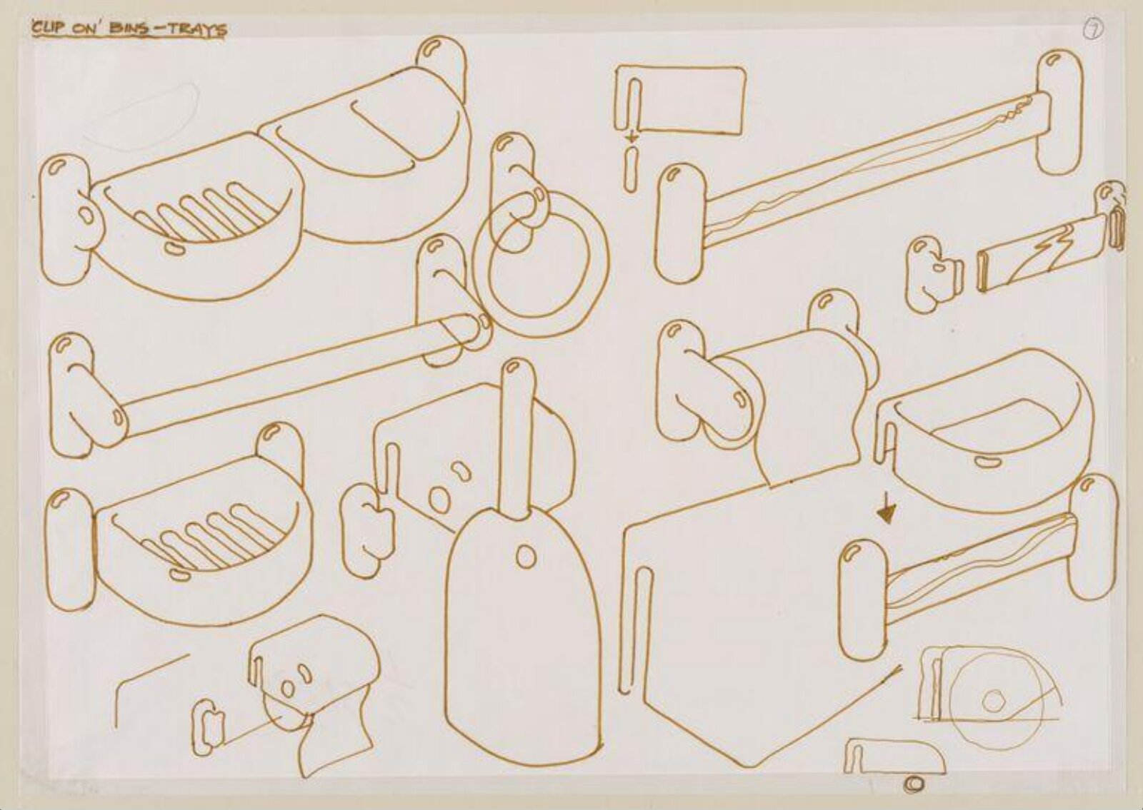 'Clip on' bins - trays, Howard Chapman, 1976