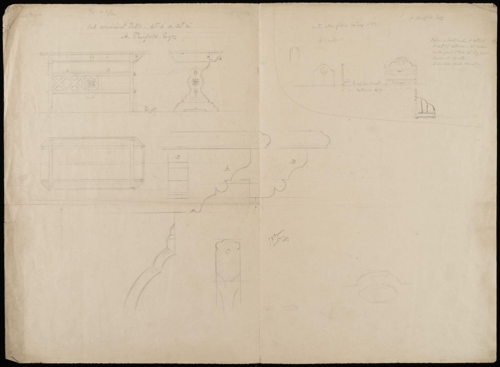 Design for an occasional table, John Dibblee Crace, 1867