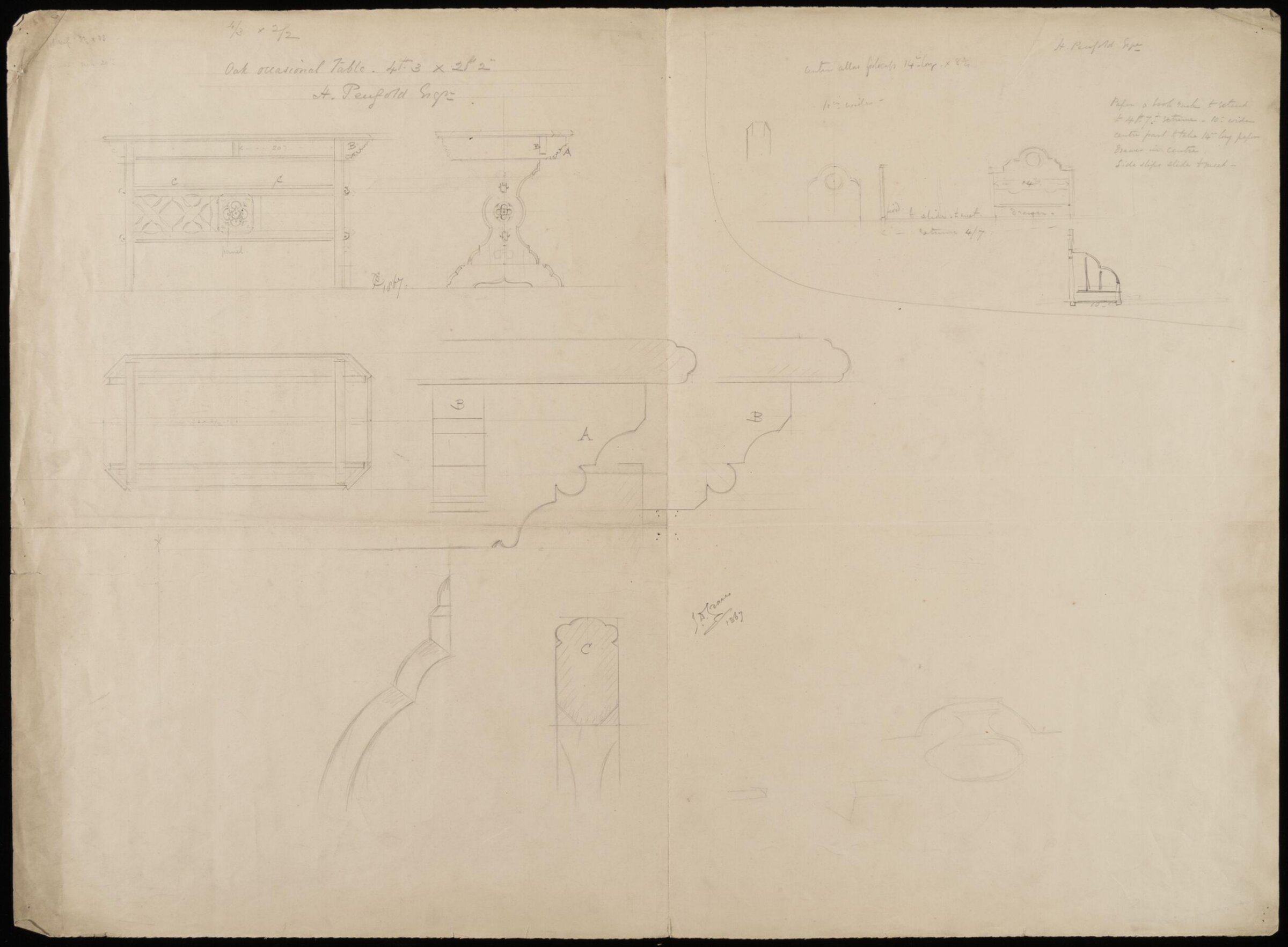 Design for an occasional table, John Dibblee Crace, 1867