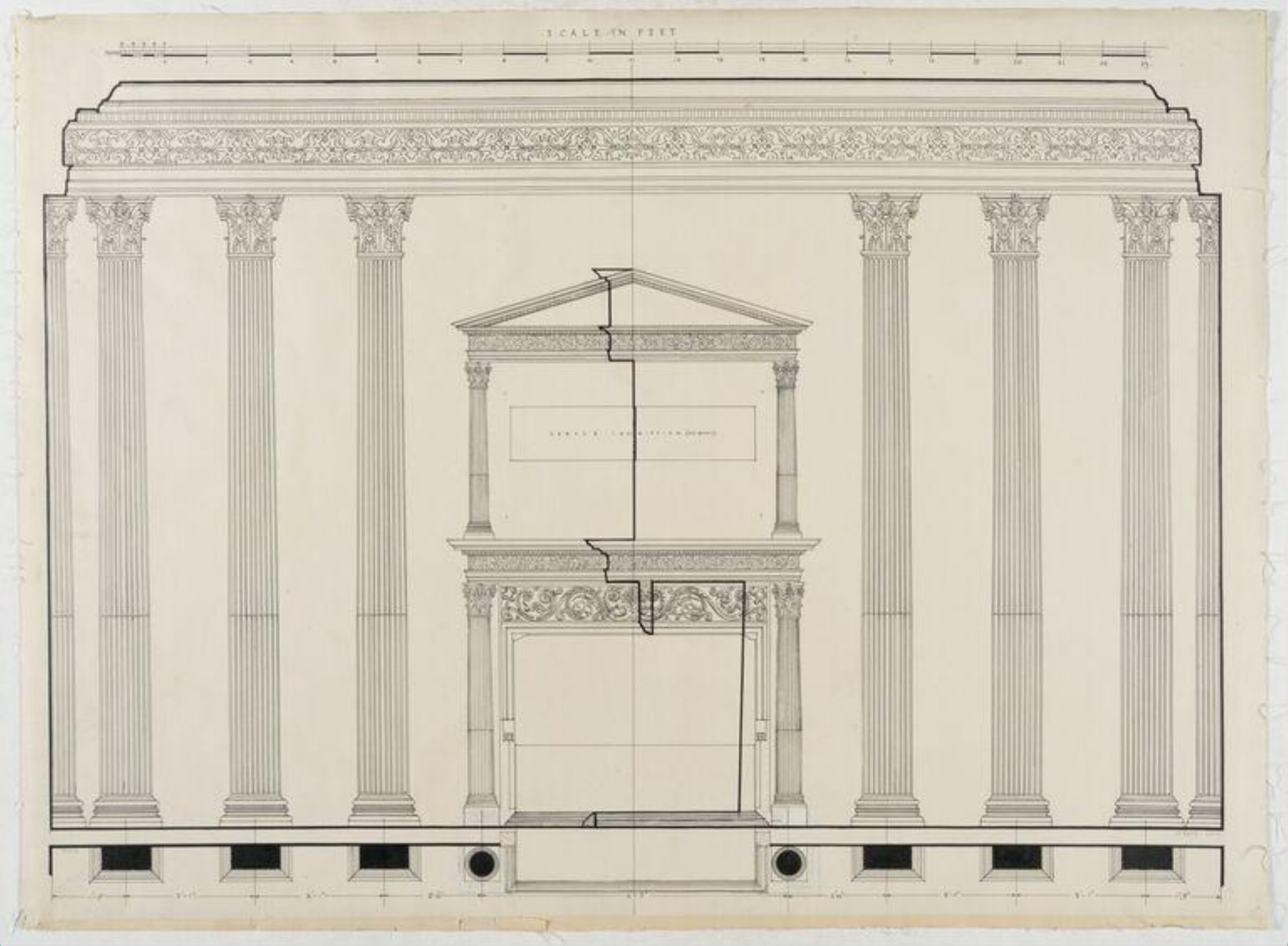 Elevation of wall showing mantelpiece., Joseph Jago, 1929-1934