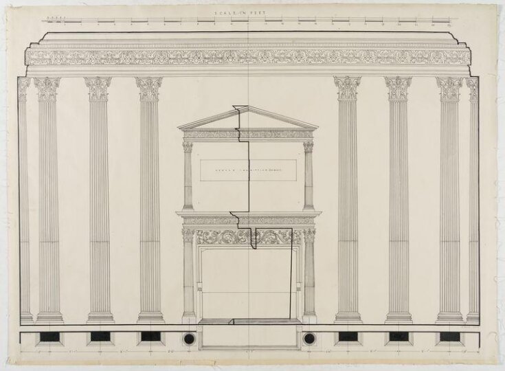 Elevation of wall showing mantelpiece. top image