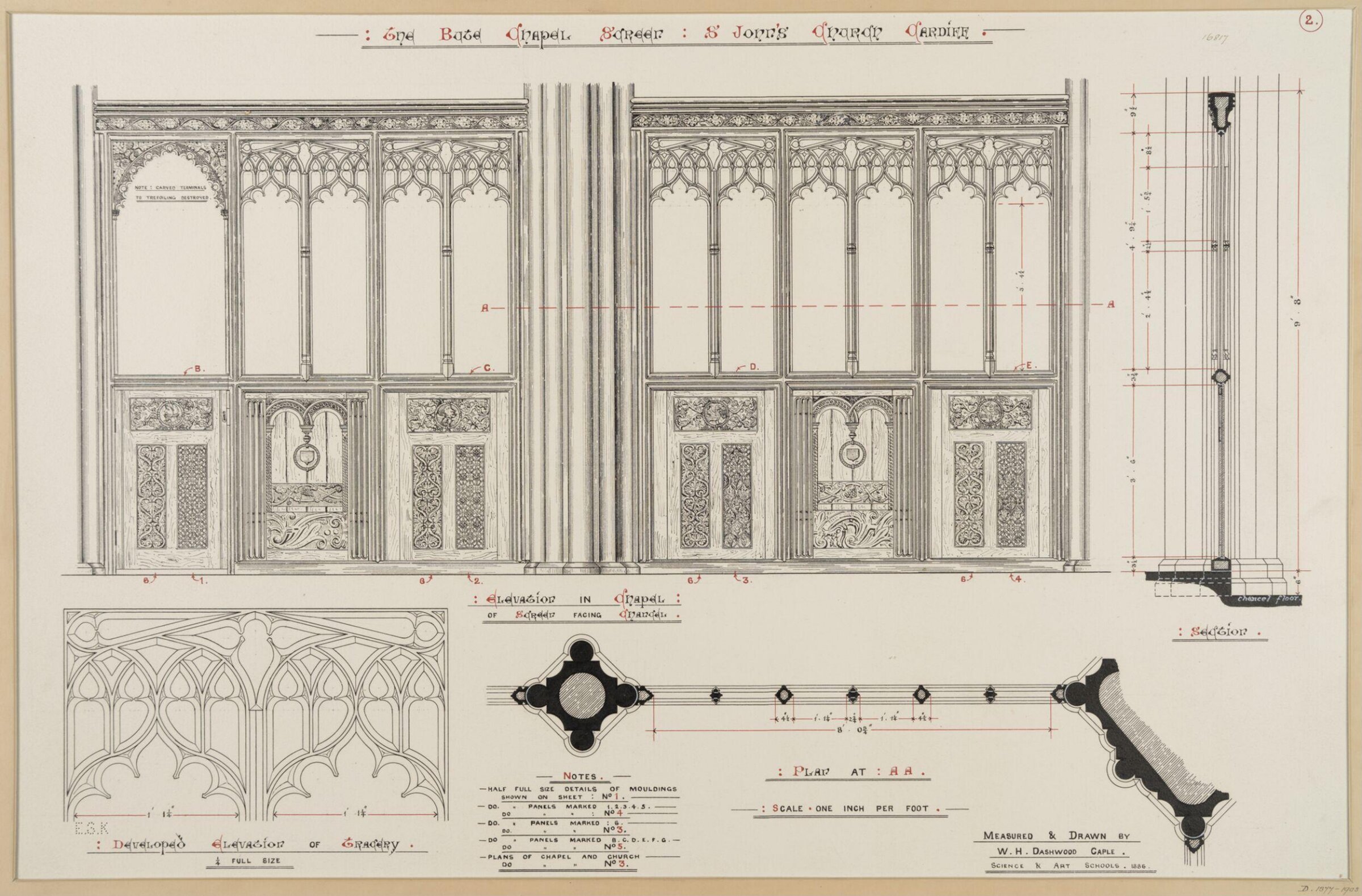 Details of the Bute Chapel Screen, William Henry Dashwood Caple, late 19th century