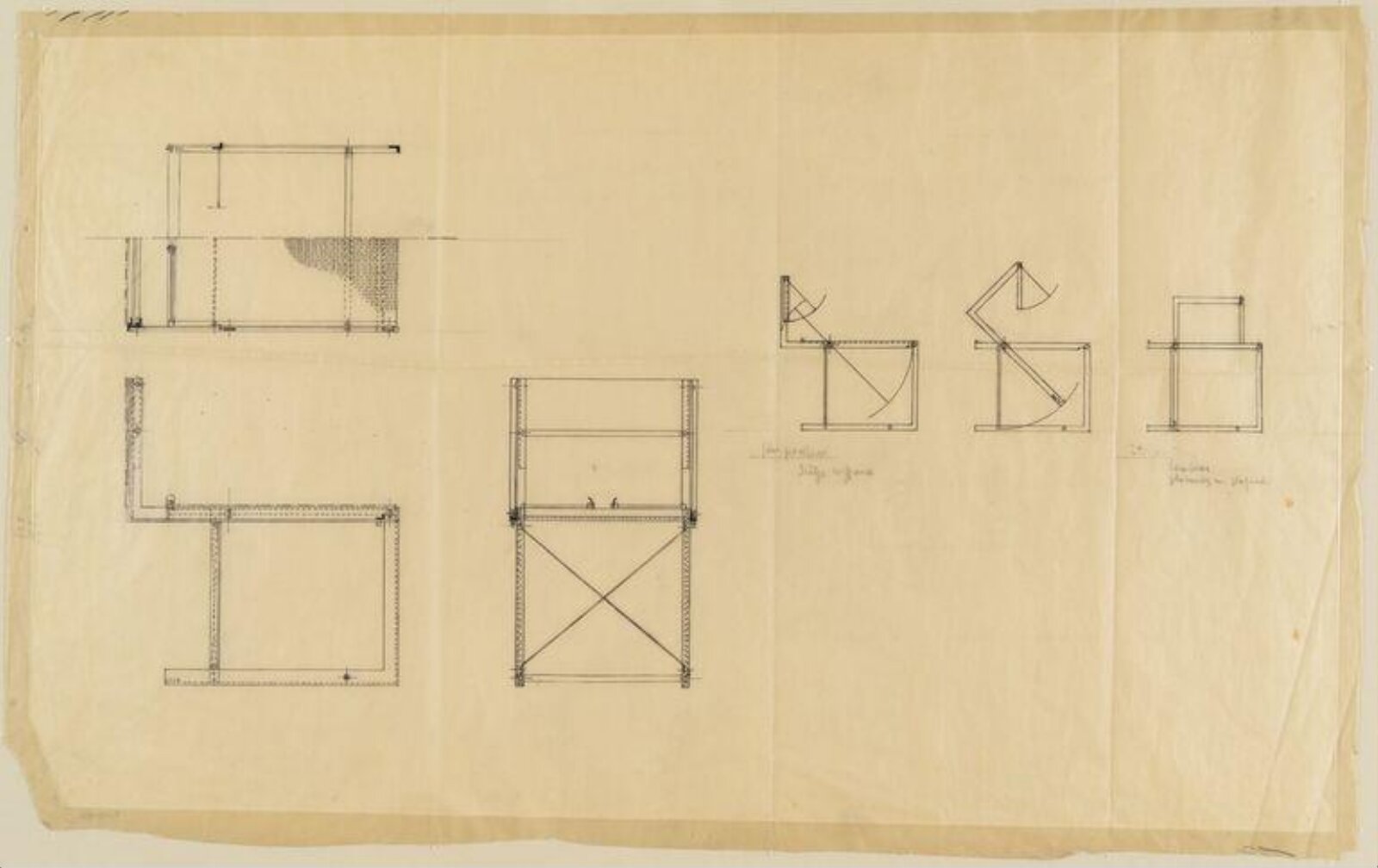 Design for a folding chair which also serves as a ladder, eileen Gray, c.1928
