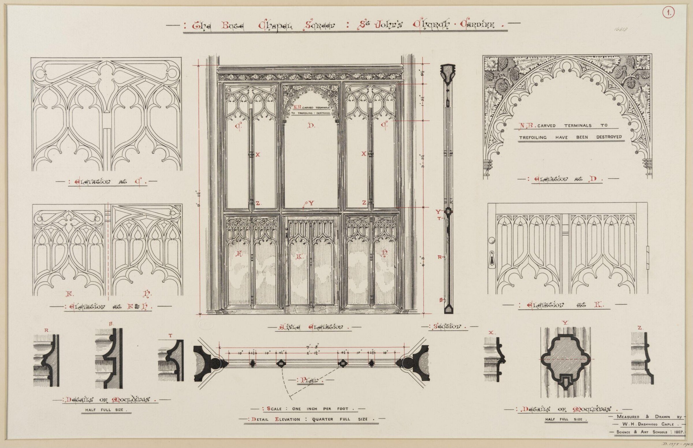 Details of the Bute Chapel Screen, William Henry Dashwood Caple, late 19th century
