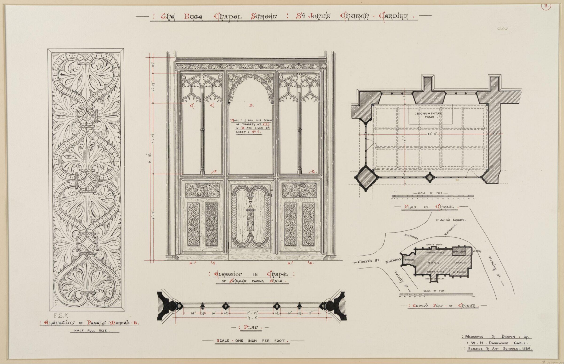 Details of the Bute Chapel Screen, William Henry Dashwood Caple, late 19th century