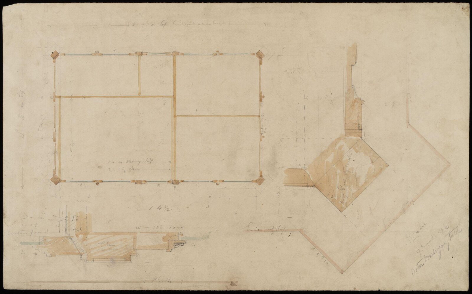 Design for a library table, John Dibblee Crace, 1896