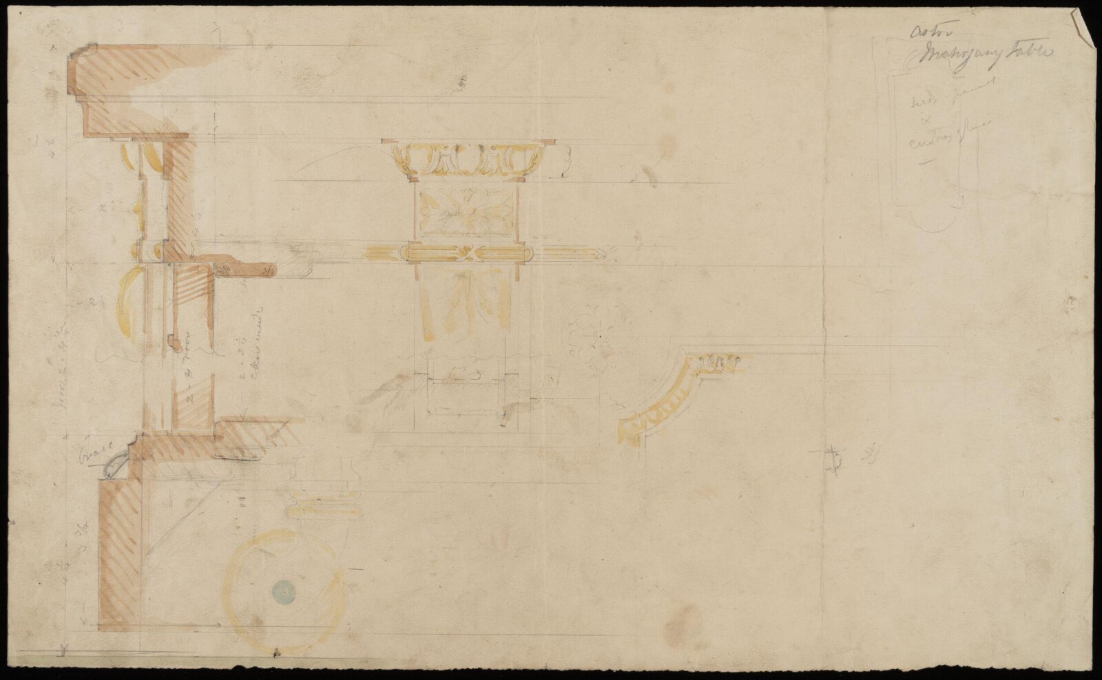Design for a library table, John Dibblee Crace, 1896
