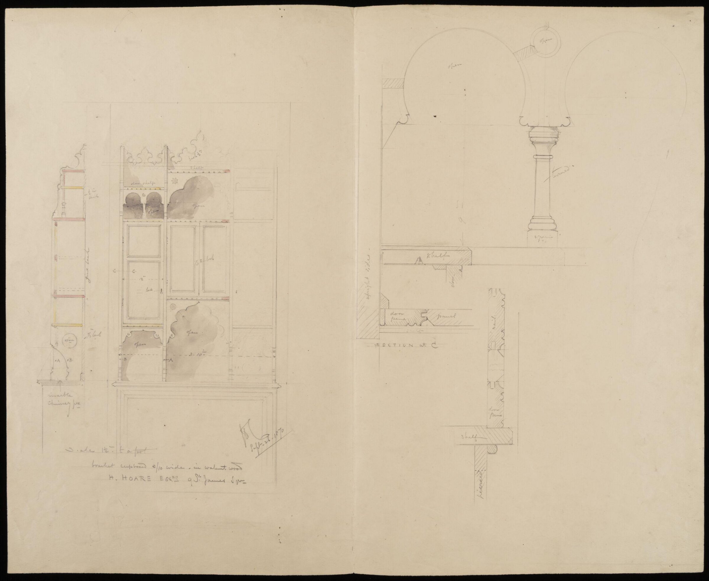 Design for an overmantel, John Dibblee Crace, 26 September 1870