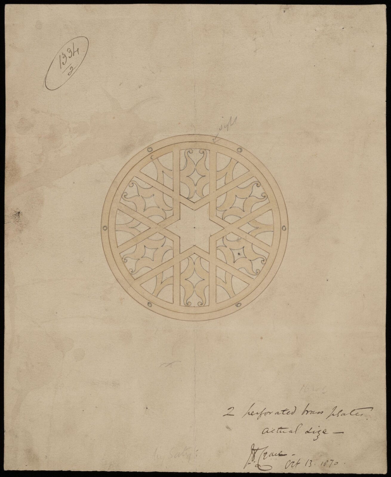 Design for an overmantel, John Dibblee Crace, 26 September 1870