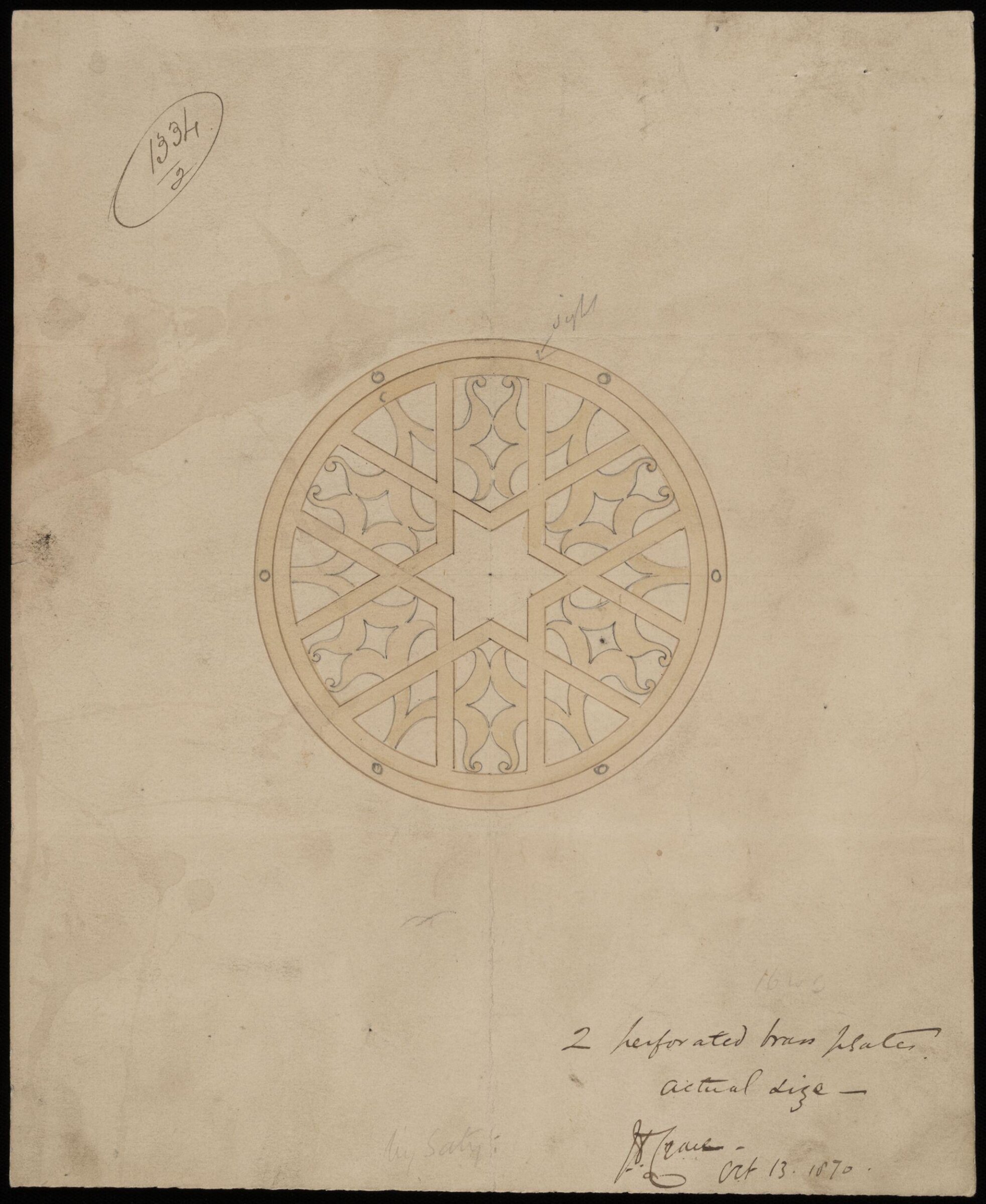 Design for an overmantel, John Dibblee Crace, 26 September 1870
