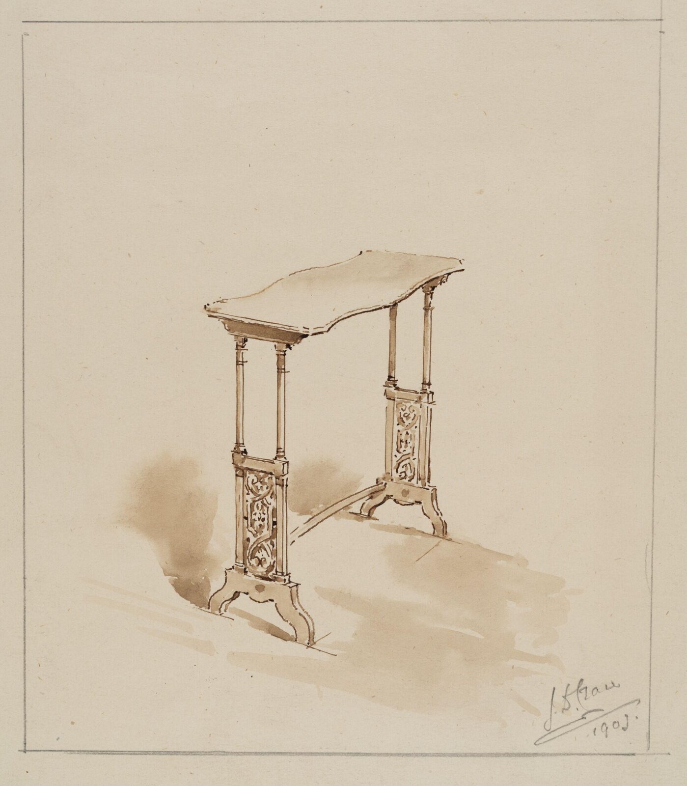 Design for an occasional table, John Dibblee Crace, 1903
