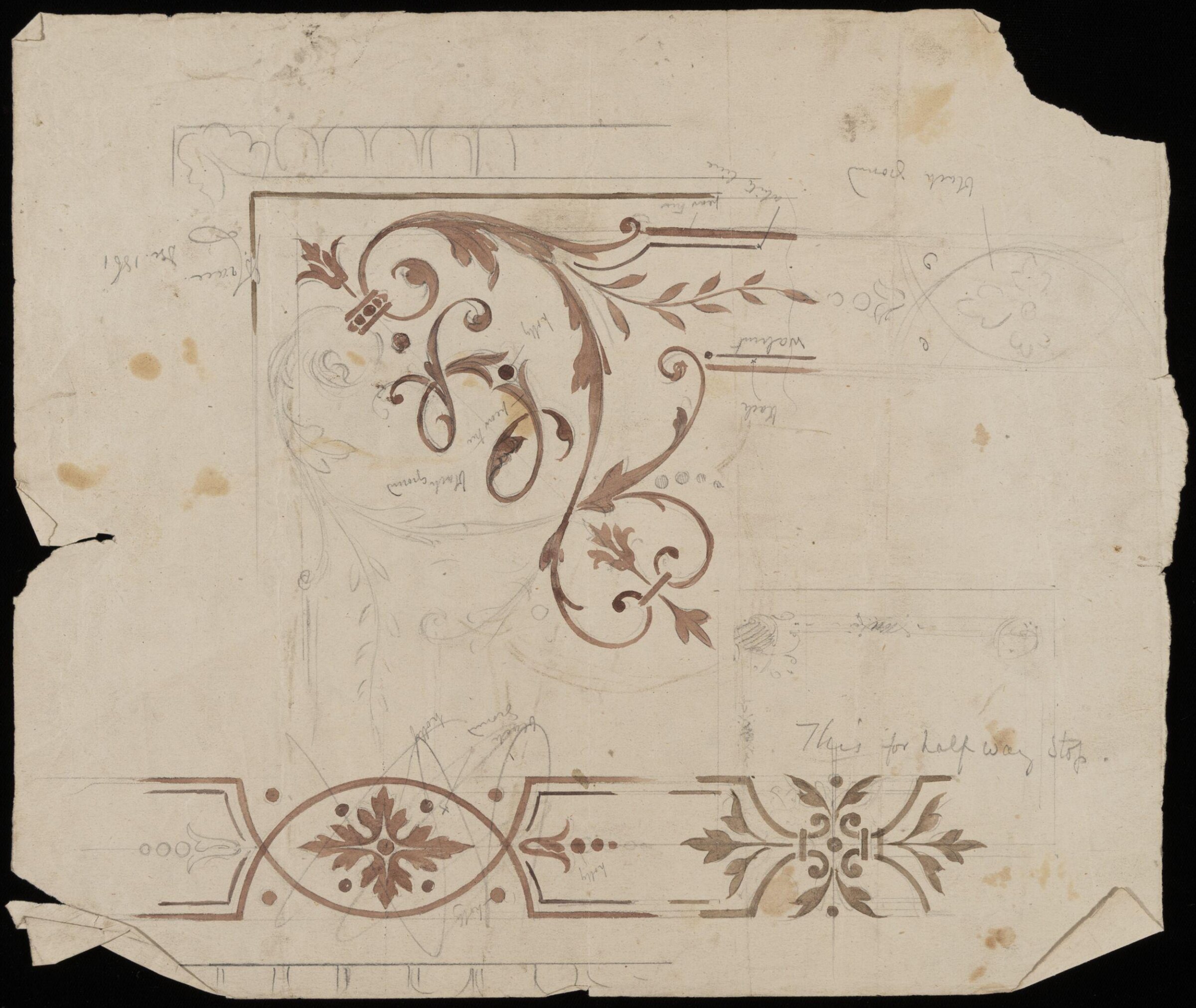 Ornament and inlay for furniture, John Dibblee Crace, 1860-1900