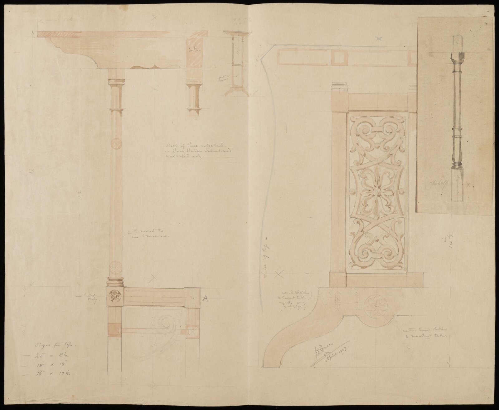 Design for an occasional table, John Dibblee Crace, 1903