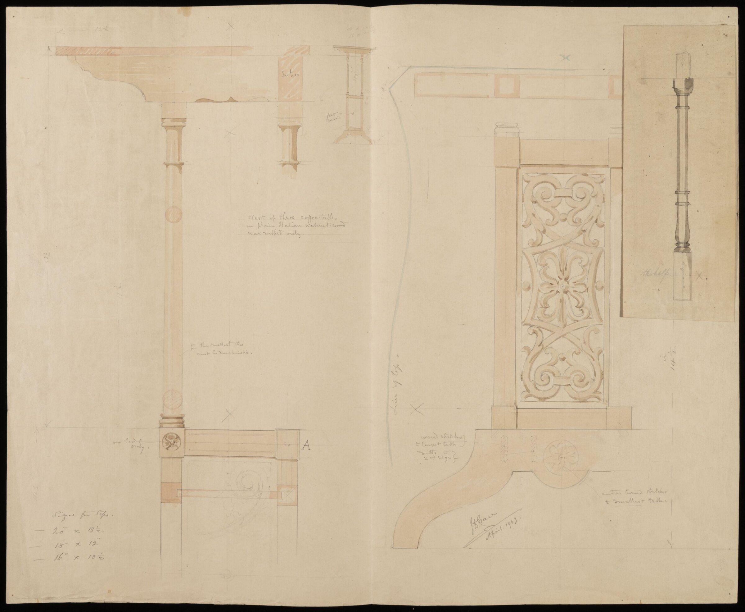 Design for an occasional table, John Dibblee Crace, 1903