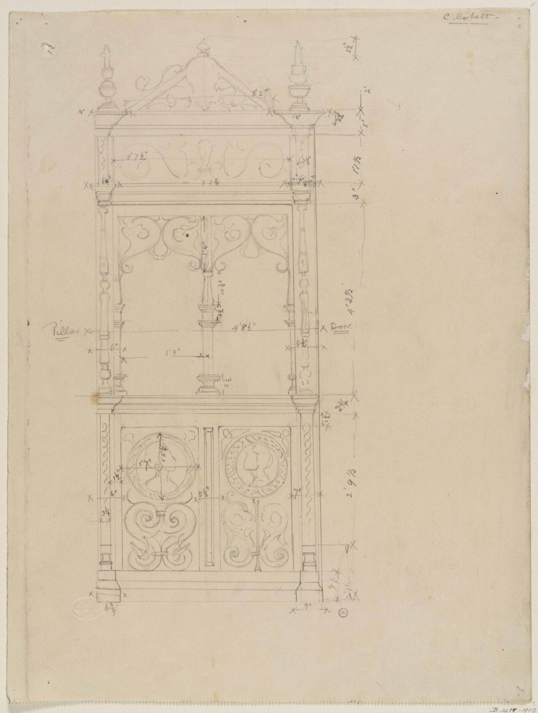 Screen between the choir and the north aisle of Carlisle Cathedral, Christina Corbett, ca. 1900