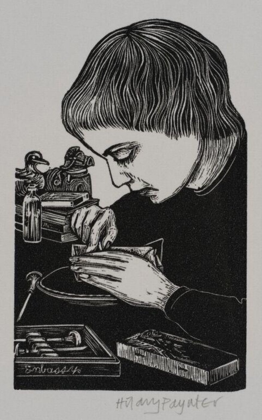 Hilary Paynter, Self Portrait engraving