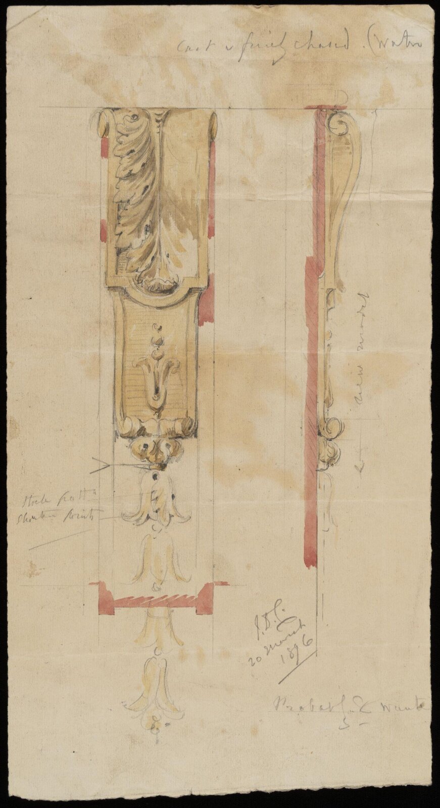 Design for a library table, John Dibblee Crace, 1896