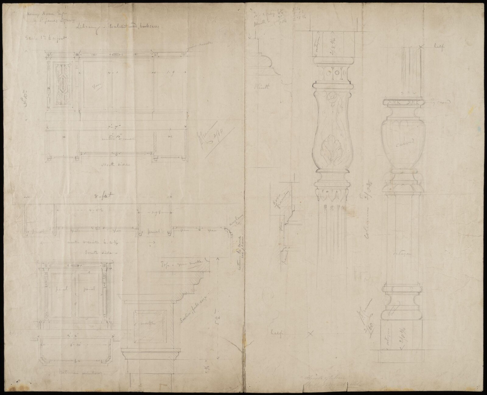 Design for a bookcase, John Dibblee Crace, February 1868