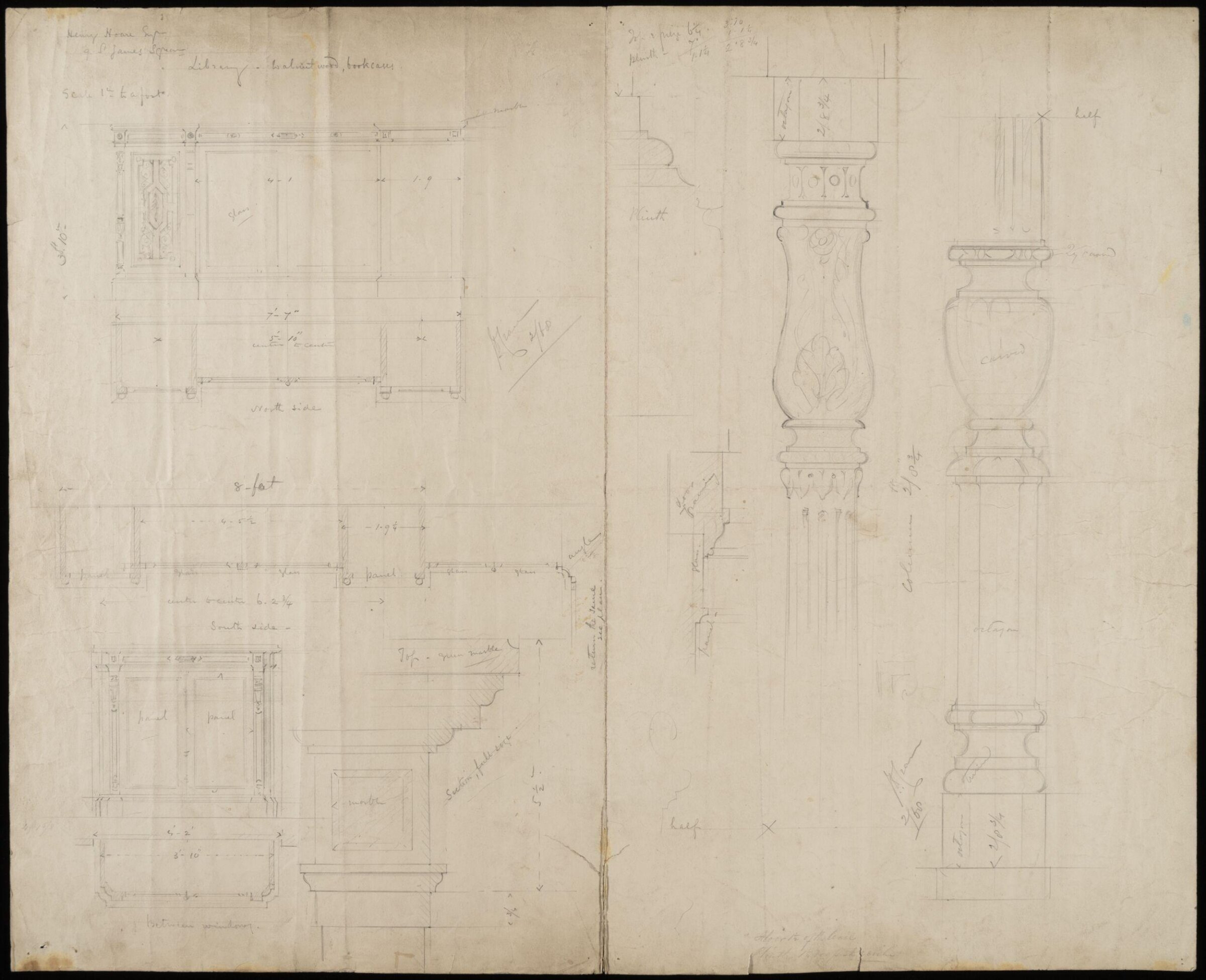 Design for a bookcase, John Dibblee Crace, February 1868