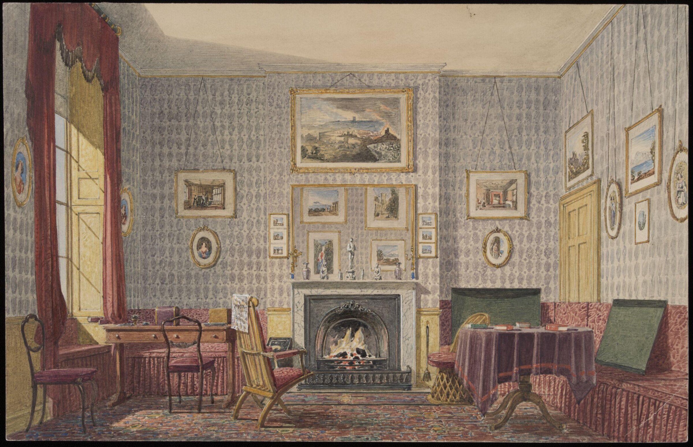 View of a room at Christ Church, Oxford, George Pyne, ca. 1855