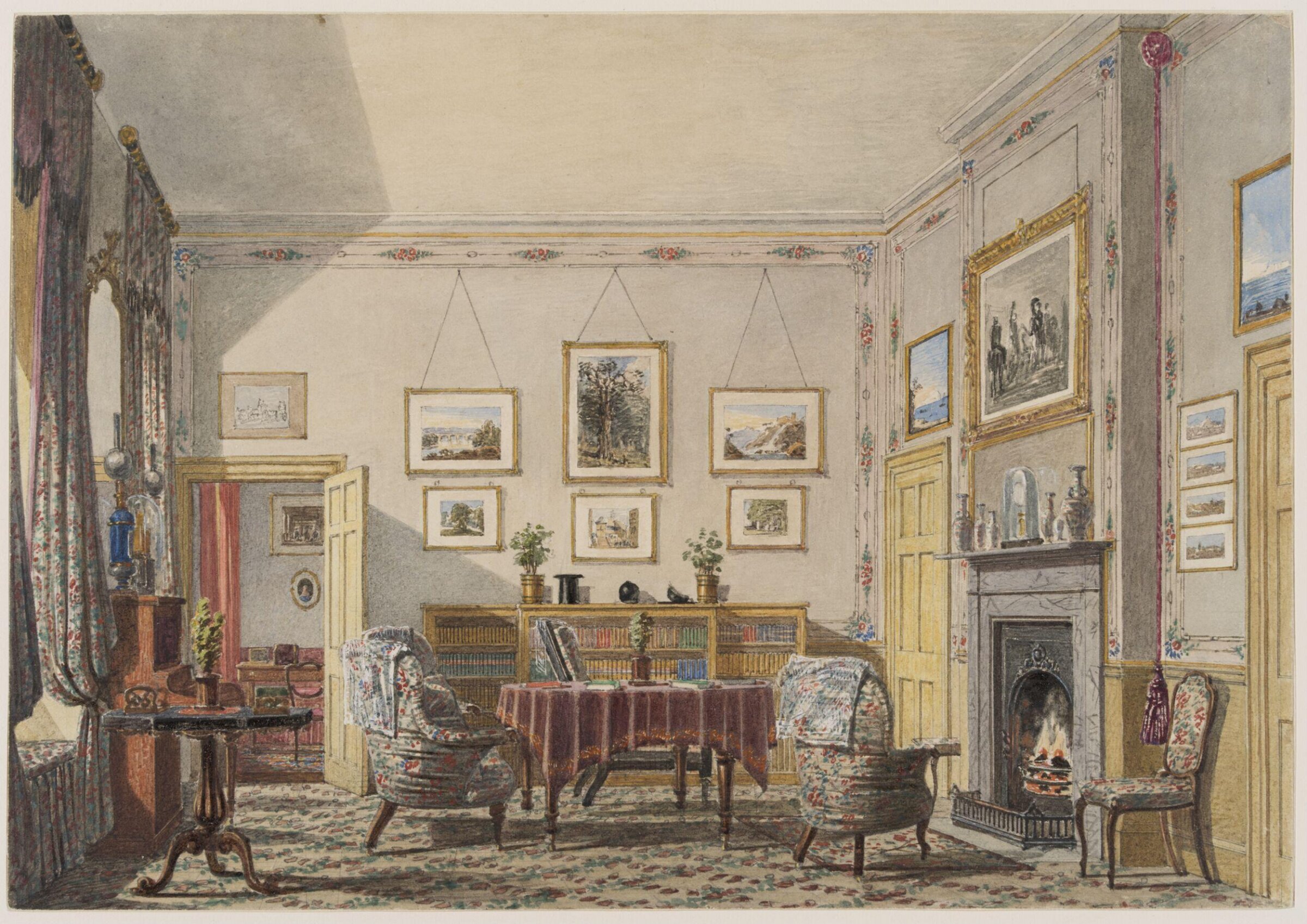 View of a room at Christ Church, Oxford, George Pyne, ca. 1855