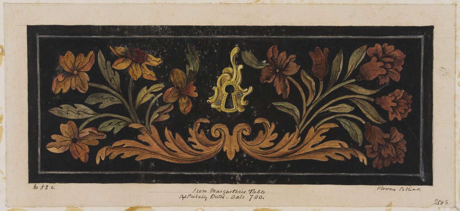Drawer, marqueterie table, Florence Collins, mid 19th century