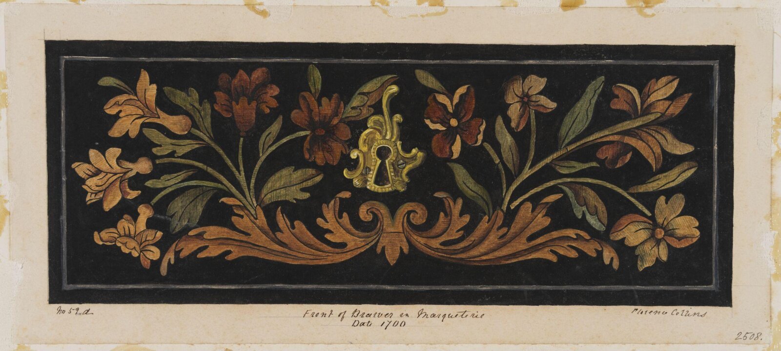 Drawer, marqueterie table, Florence Collins, mid 19th century