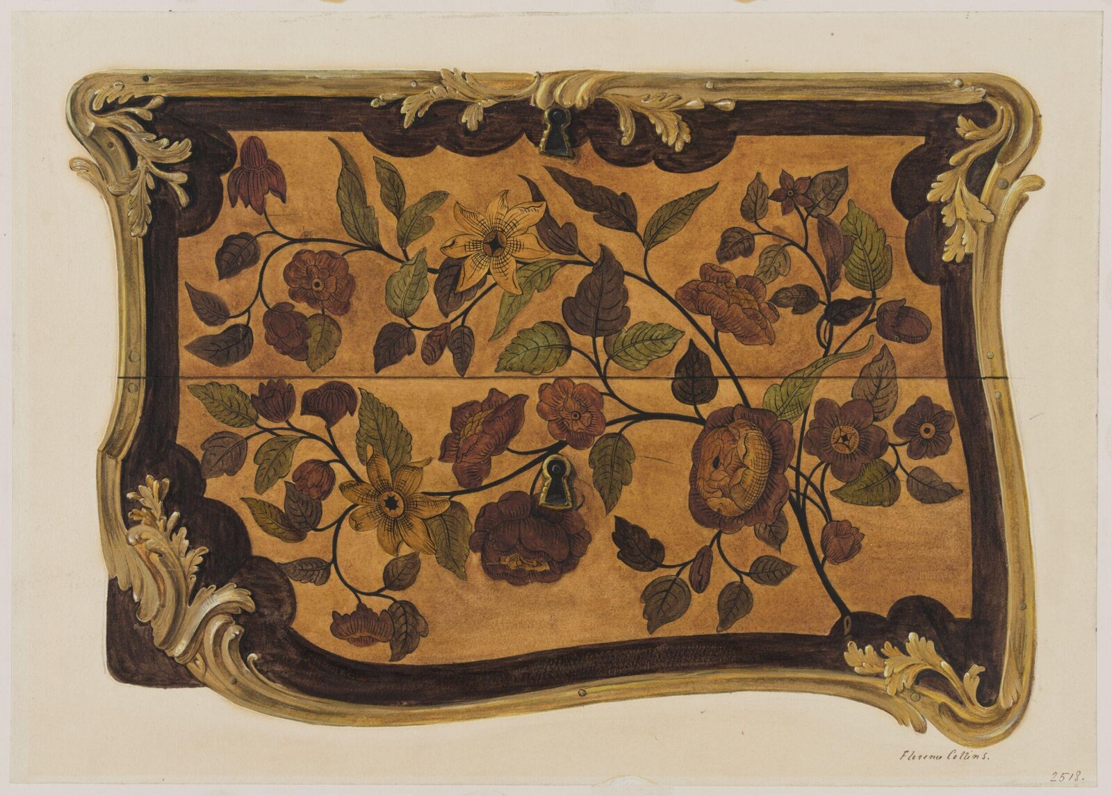 Dutch marqueterie table, ca. 1700, Florence Collins, mid 19th century