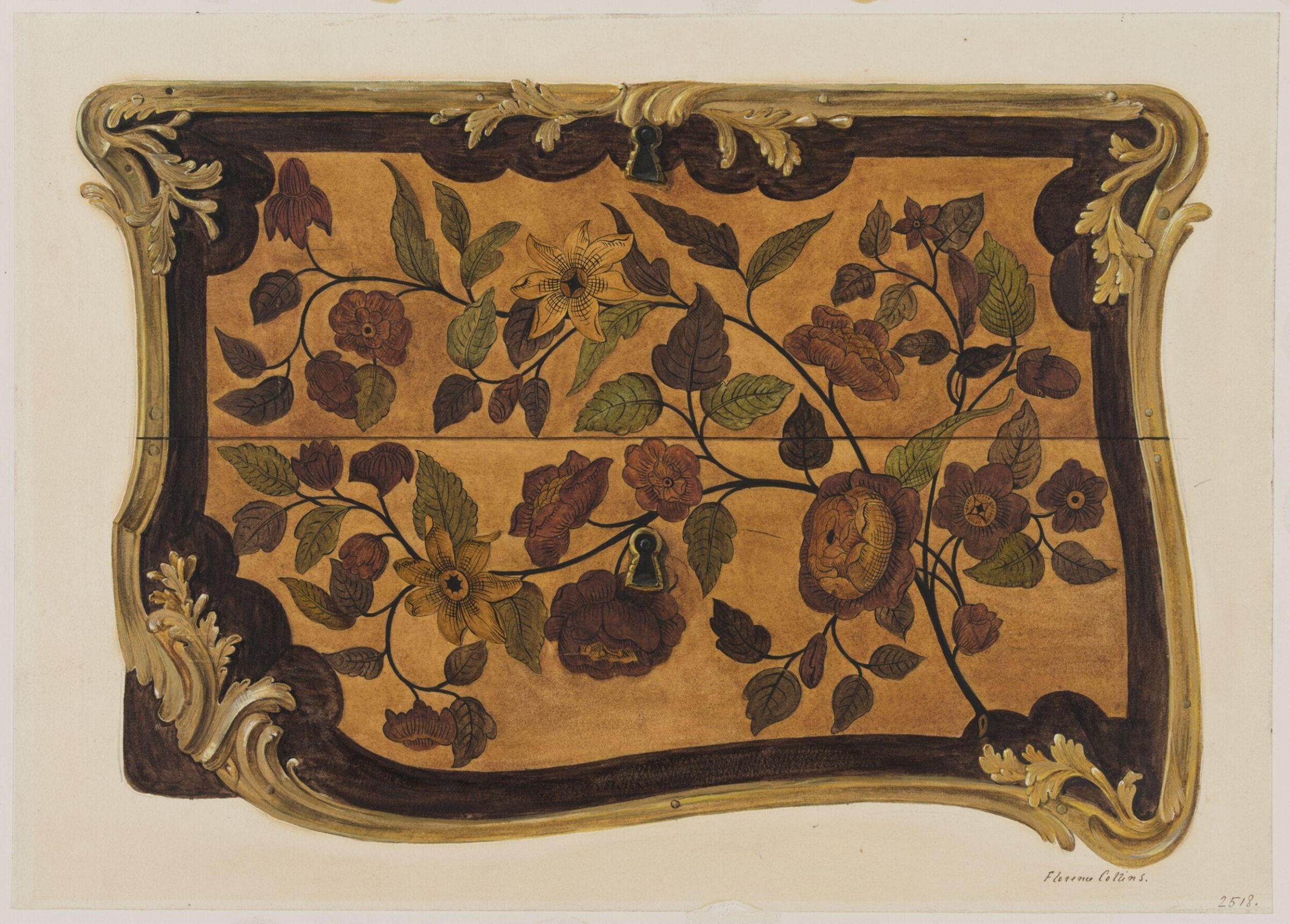 Dutch marqueterie table, ca. 1700, Florence Collins, mid 19th century